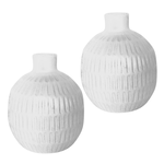 Outside The Box 8" Set Of 2 Xena White Ceramic Vases