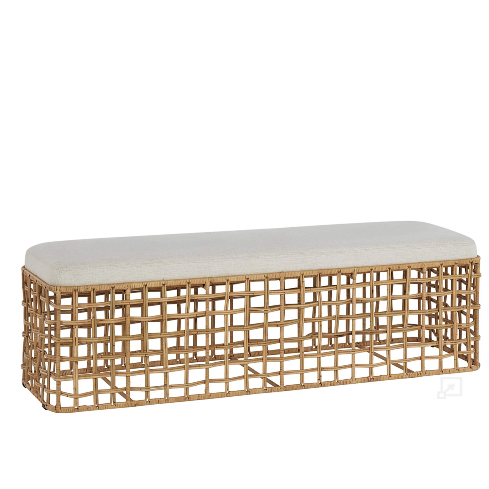 Outside The Box 58x18x18 Coastal Rattan & Nomad Snow Performance Fabric Bench