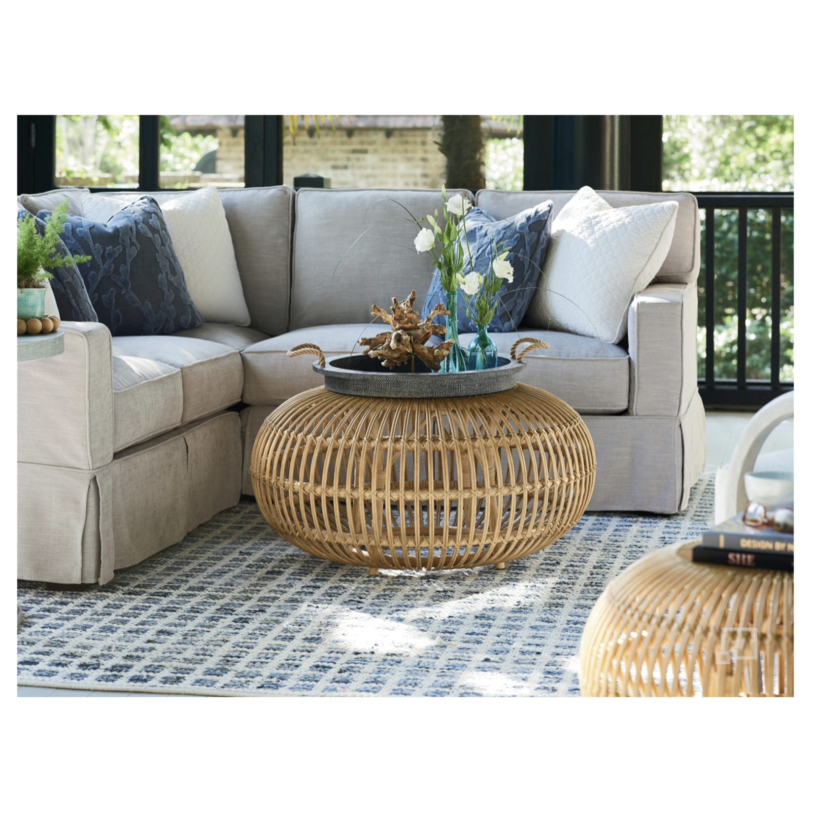 Outside The Box 26x17 Natural Rattan Scatter Coffee Table / Ottoman