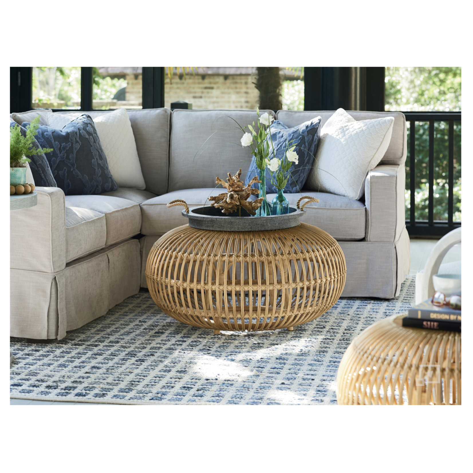 Outside The Box 36x18 Natural Rattan Scatter Coffee Table / Ottoman
