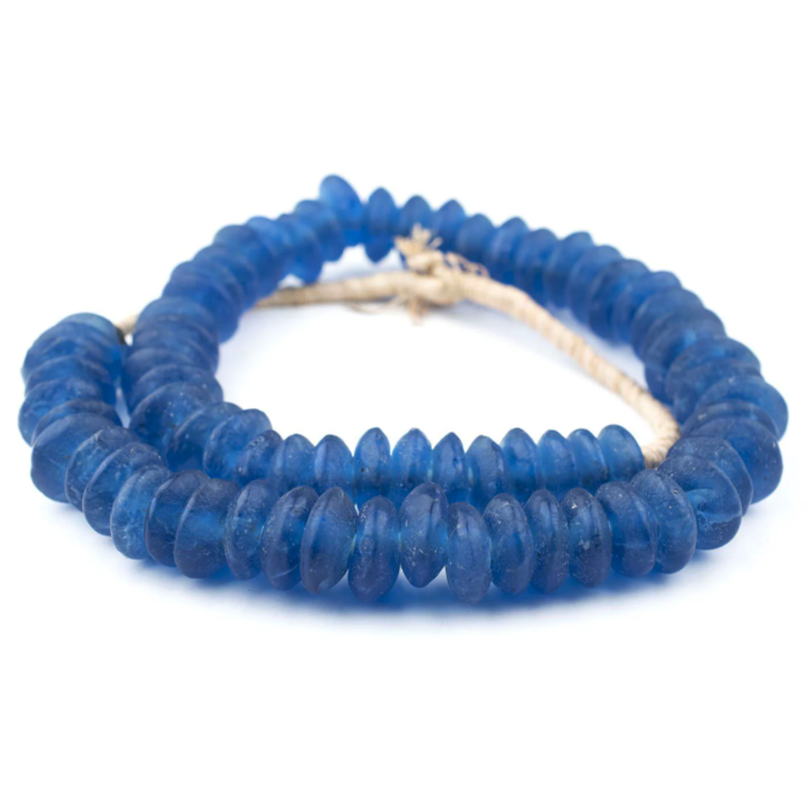 Outside The Box 25" Blue Rondelle Recycled 20mm Glass Beads