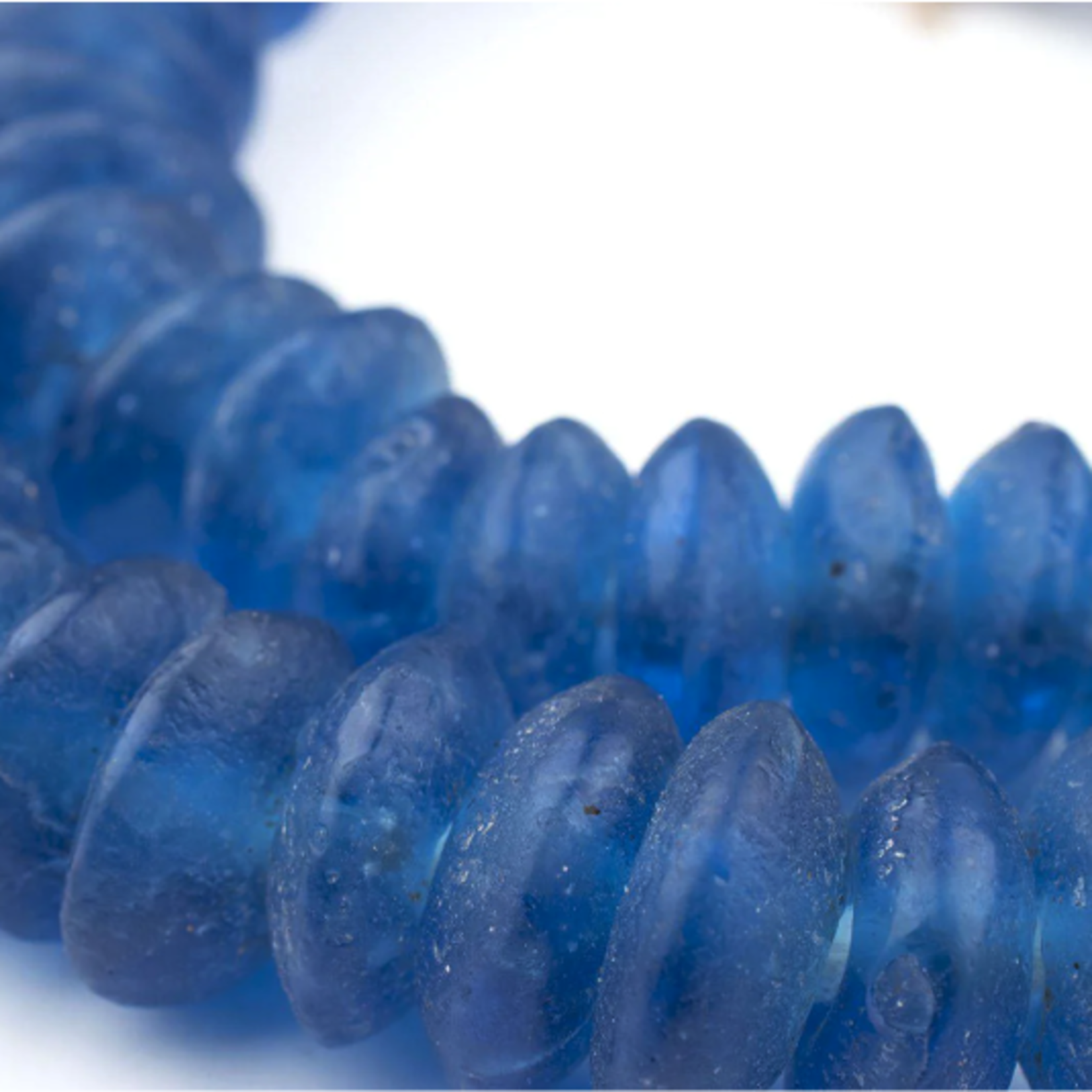 Outside The Box 25" Blue Rondelle Recycled 20mm Glass Beads