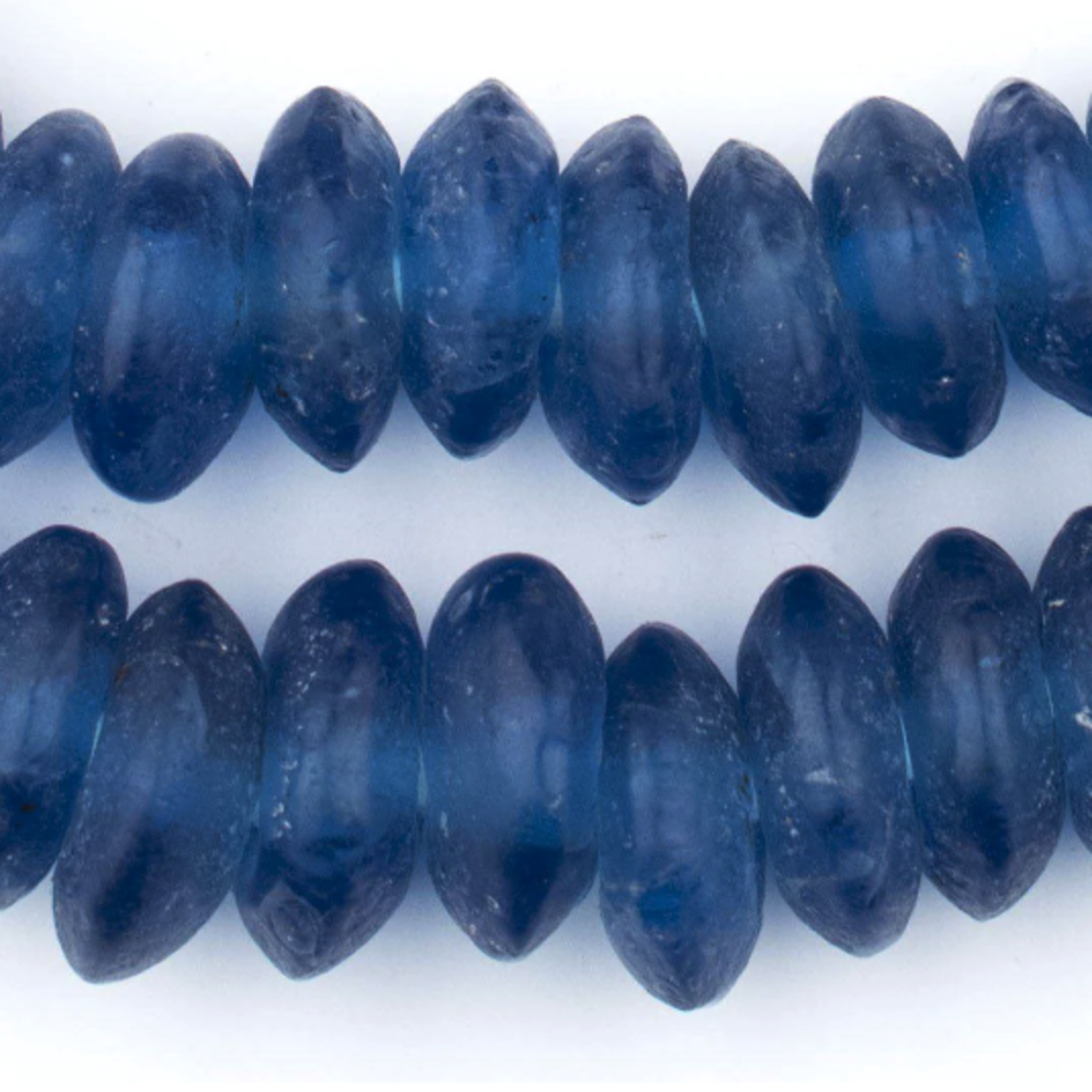 Outside The Box 25" Blue Rondelle Recycled 20mm Glass Beads