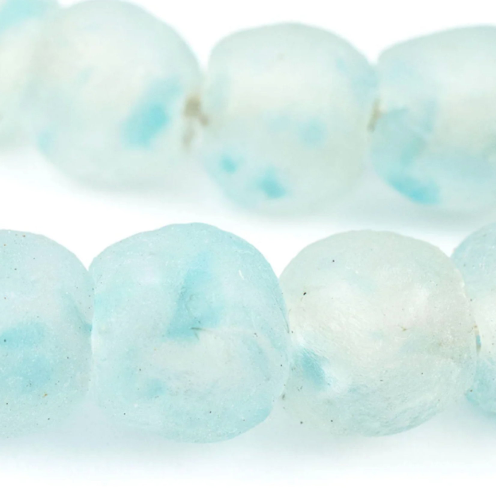 Outside The Box 25" Speckled Blue Recycled 14mm Glass Beads