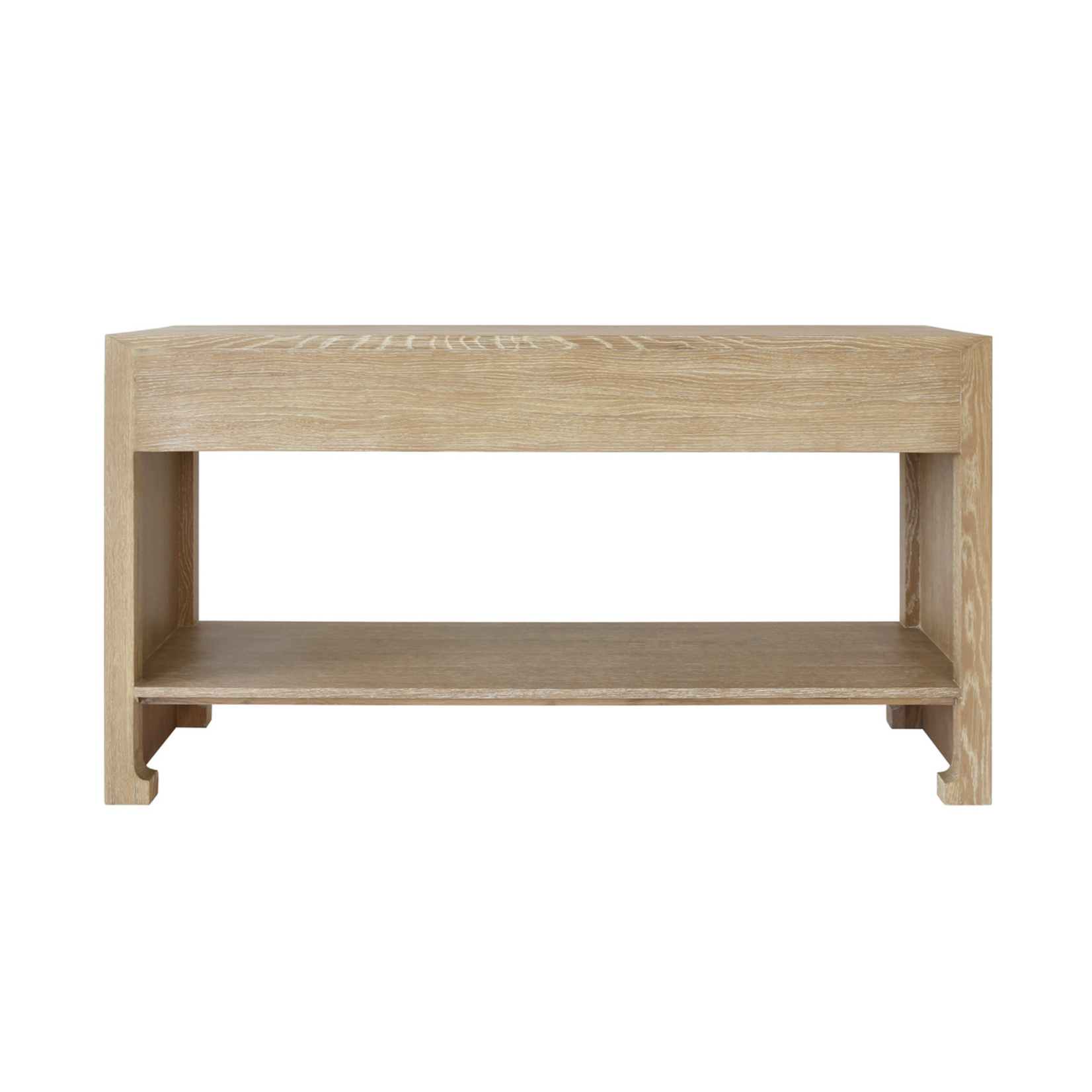 Outside The Box 58x18x32 Worlds Away Rosalind Natural Cerused Oak & Cane 3 Drawer Console