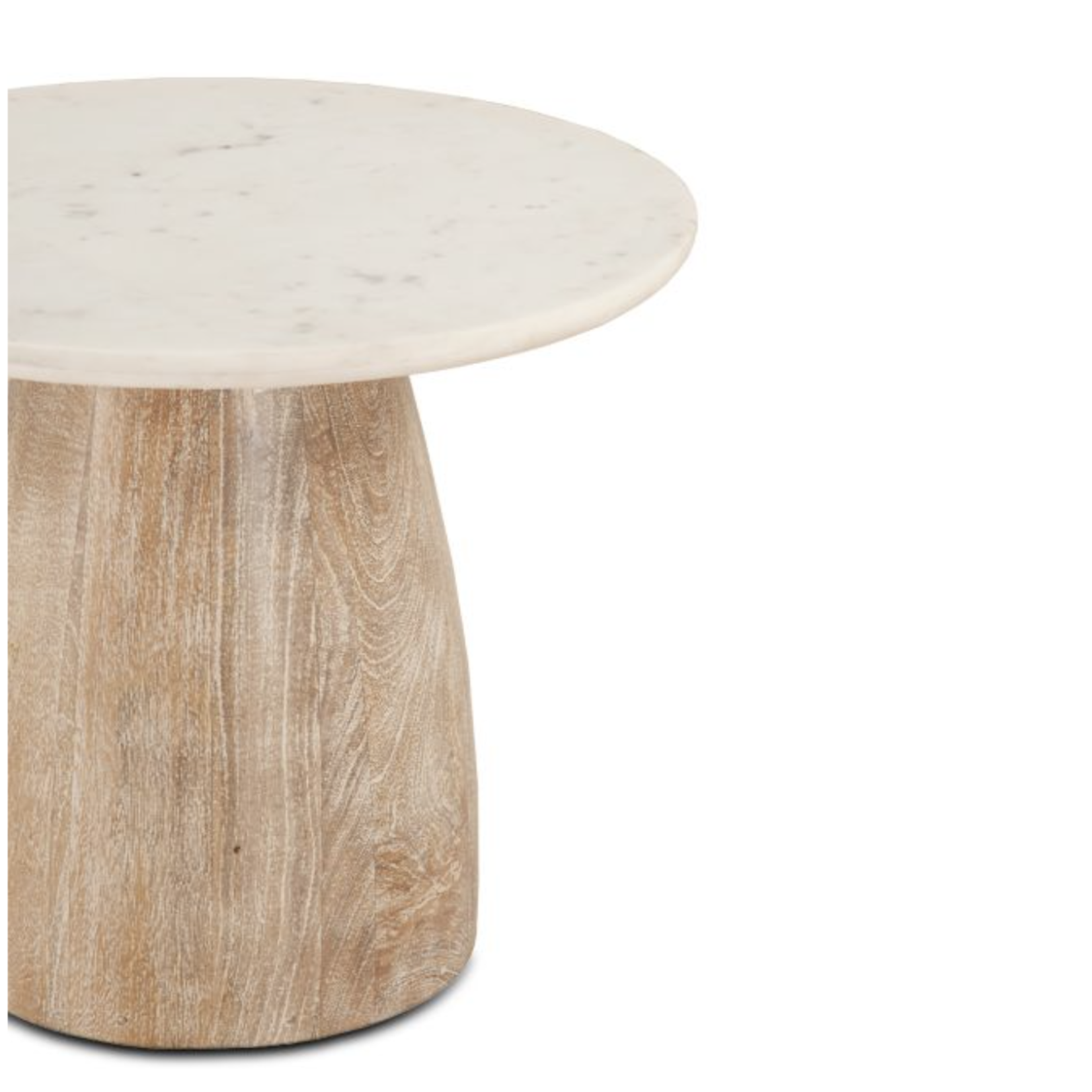 Outside The Box 22" Palm Springs White Marble Top & White Wash Mango Wood Side Table