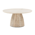 Outside The Box 36" Palm Springs White Marble Top & White Wash Mango Wood Coffee Table