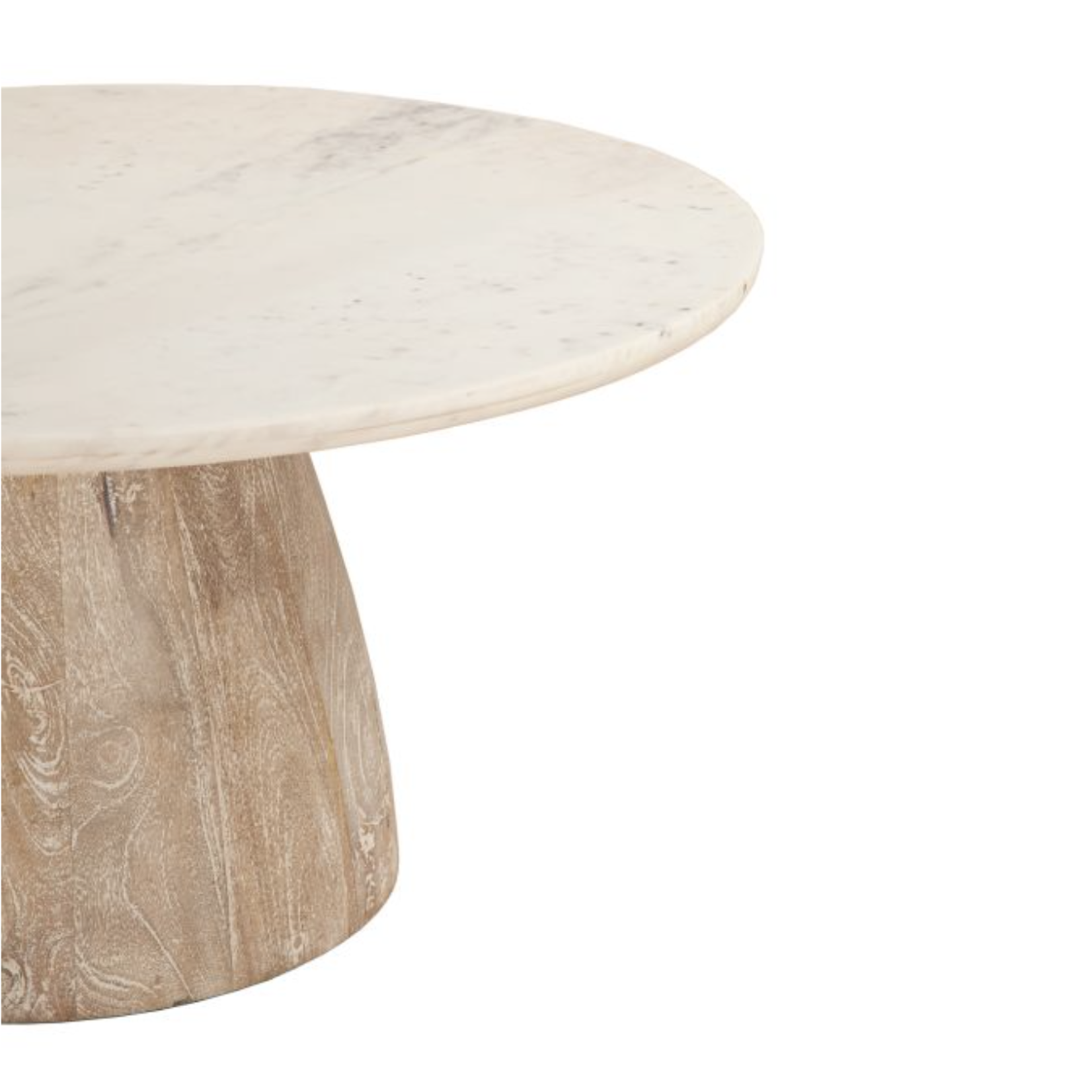 Outside The Box 36" Palm Springs White Marble Top & White Wash Mango Wood Coffee Table