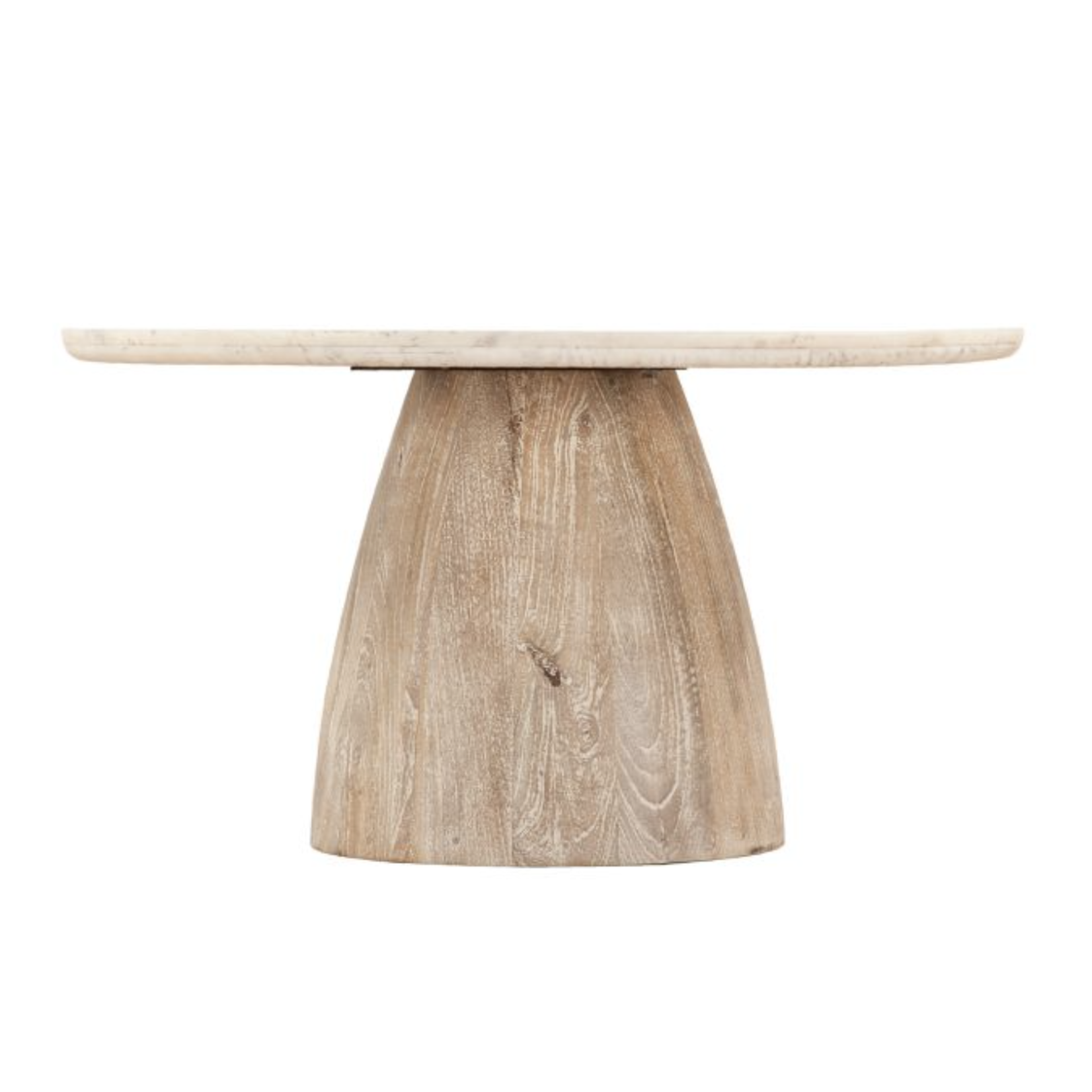 Outside The Box 36" Palm Springs White Marble Top & White Wash Mango Wood Coffee Table