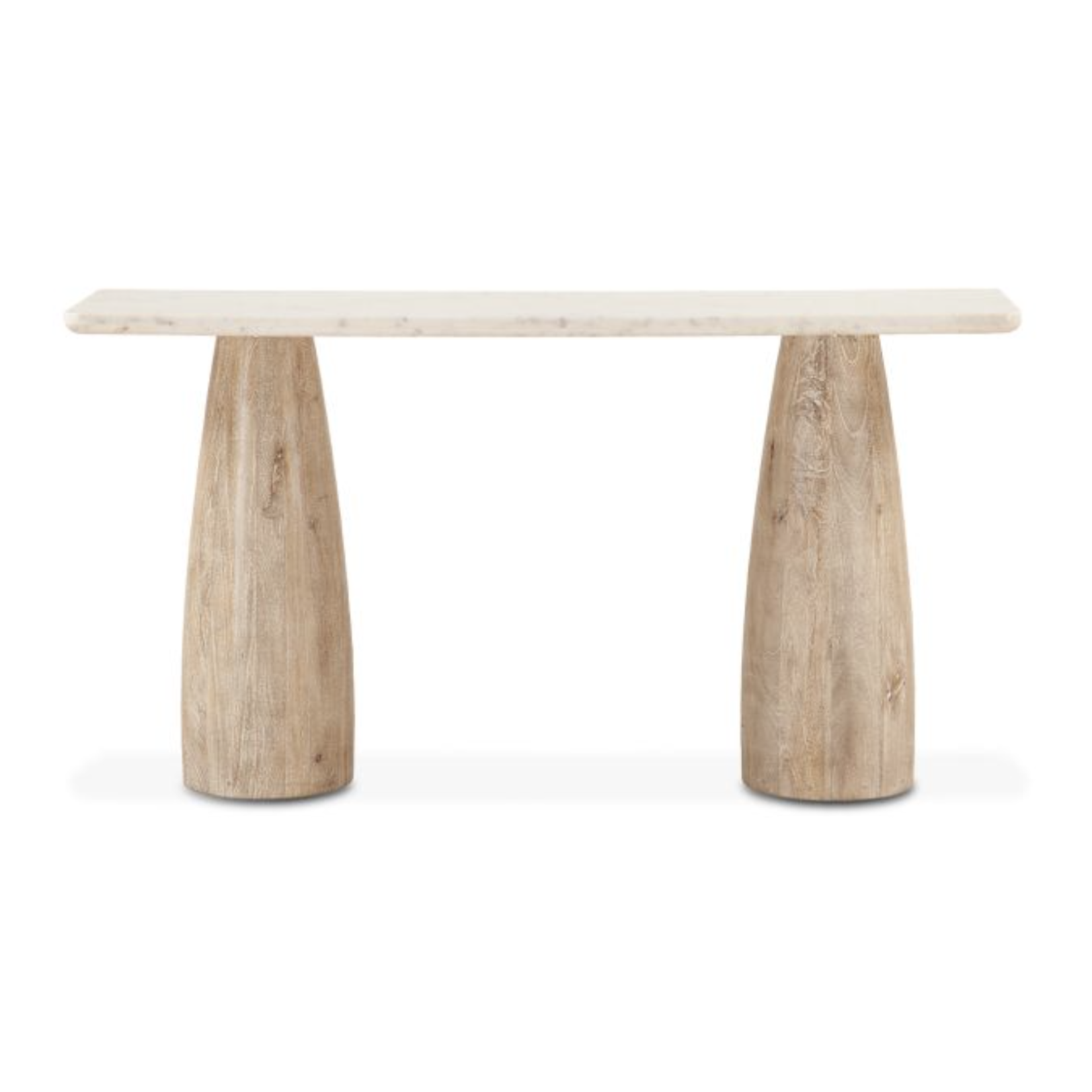 Outside The Box 60x16x30  Palm Springs White Marble Top & White Wash Mango Wood Console Table
