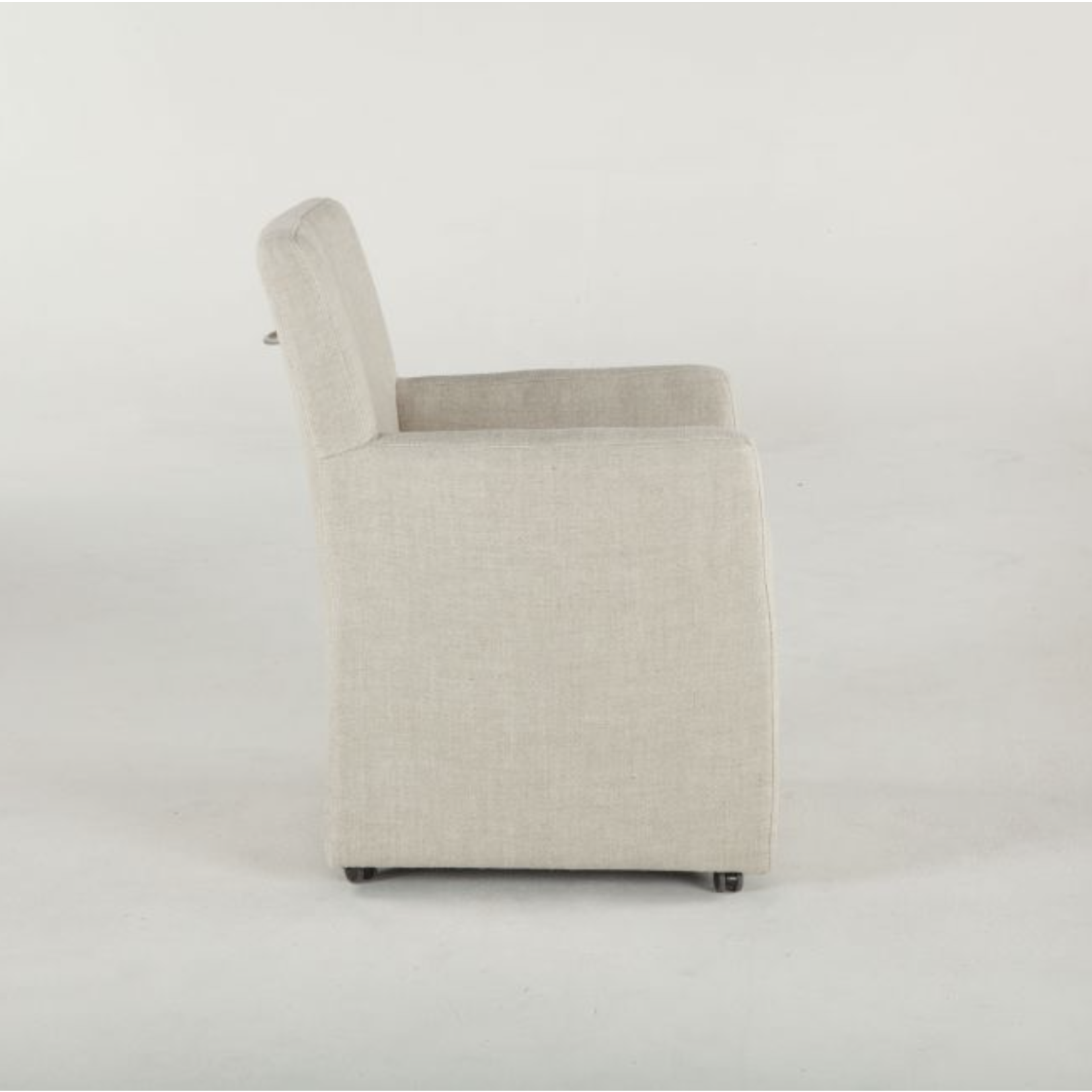 Outside The Box Peabody Off White Linen Arm Chair With Casters