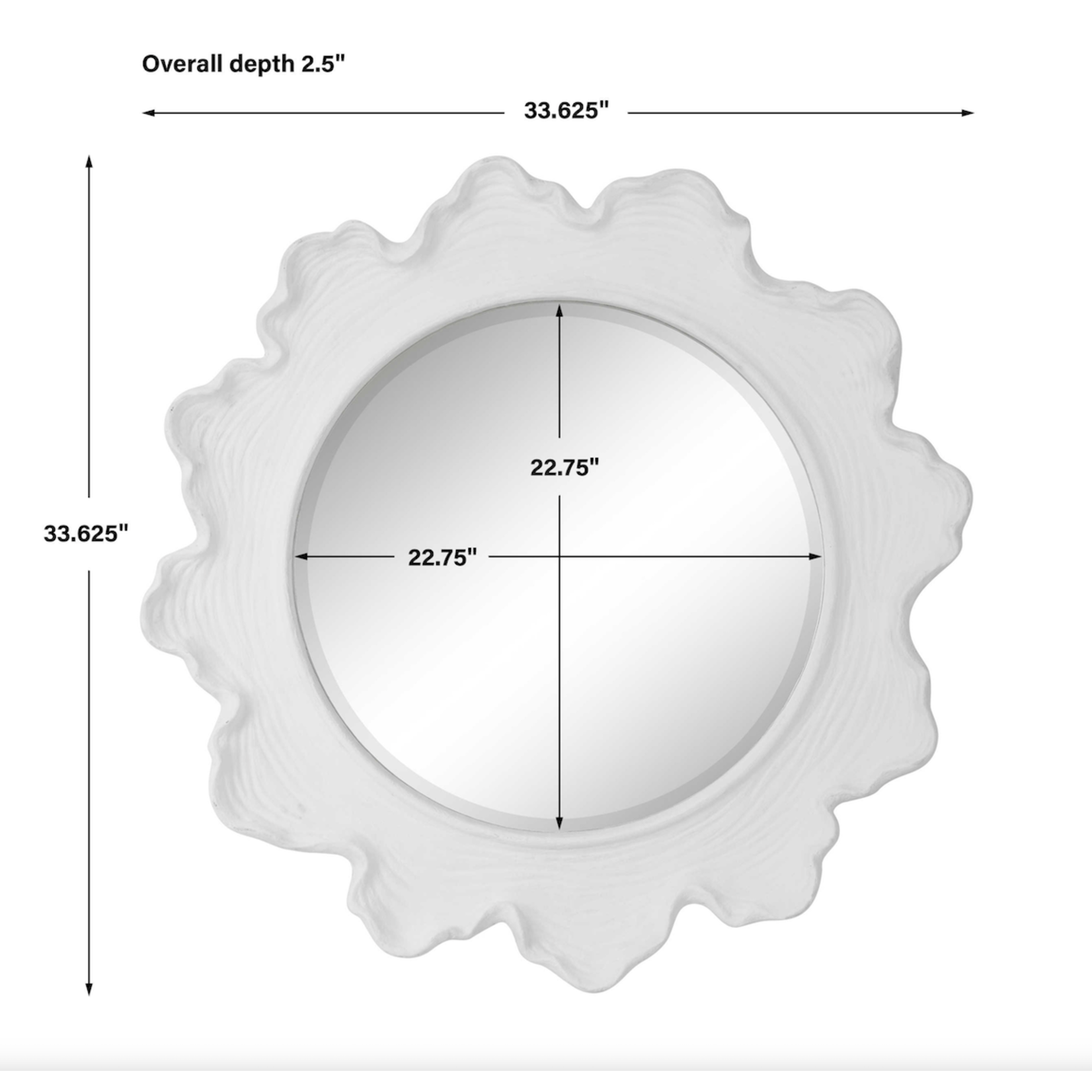 Outside The Box 34" Sea Coral White Round Mirror