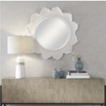 Outside The Box 34" Sea Coral White Round Mirror