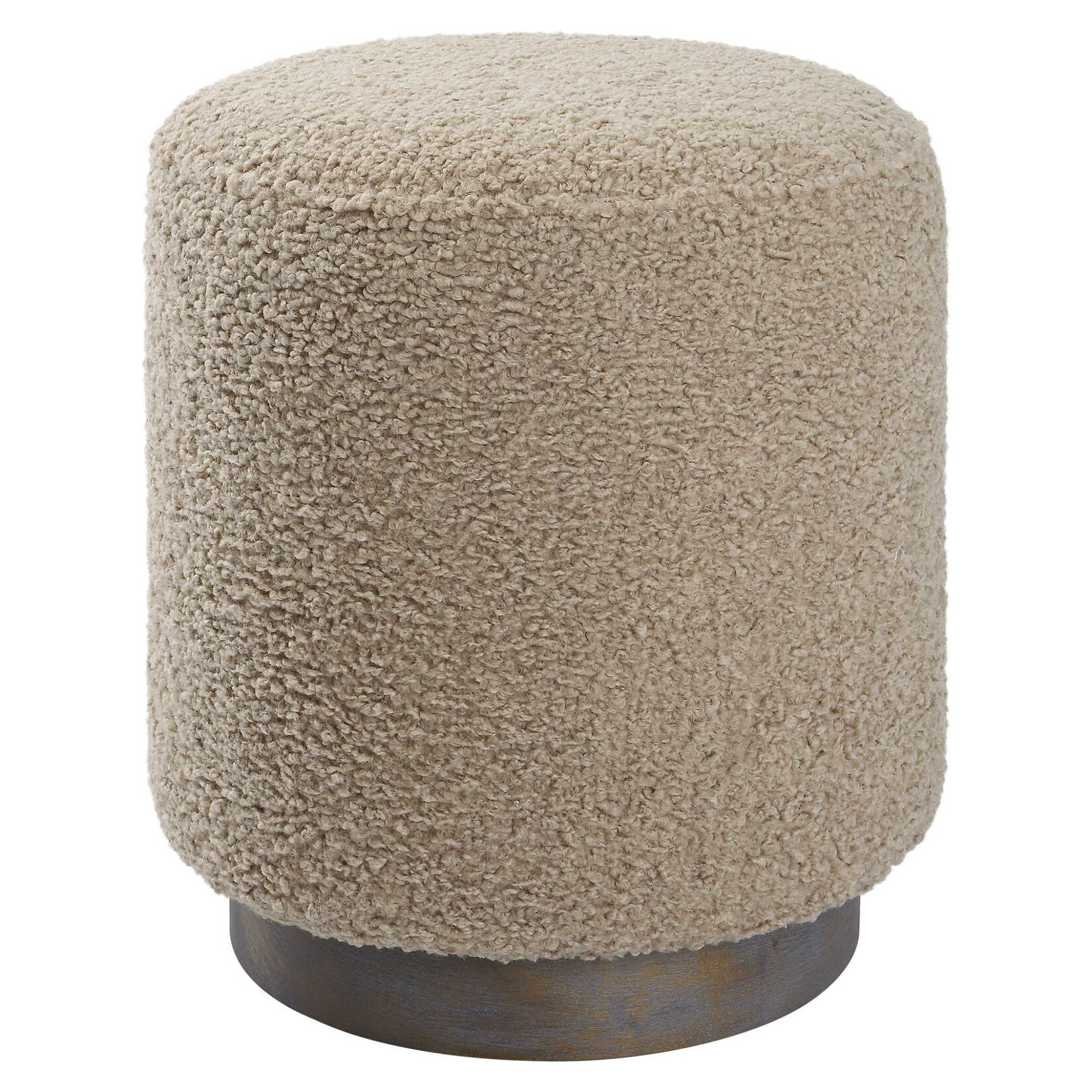 Outside The Box 16x18 Avila Latte Faux Shearling With Oak Base Ottoman
