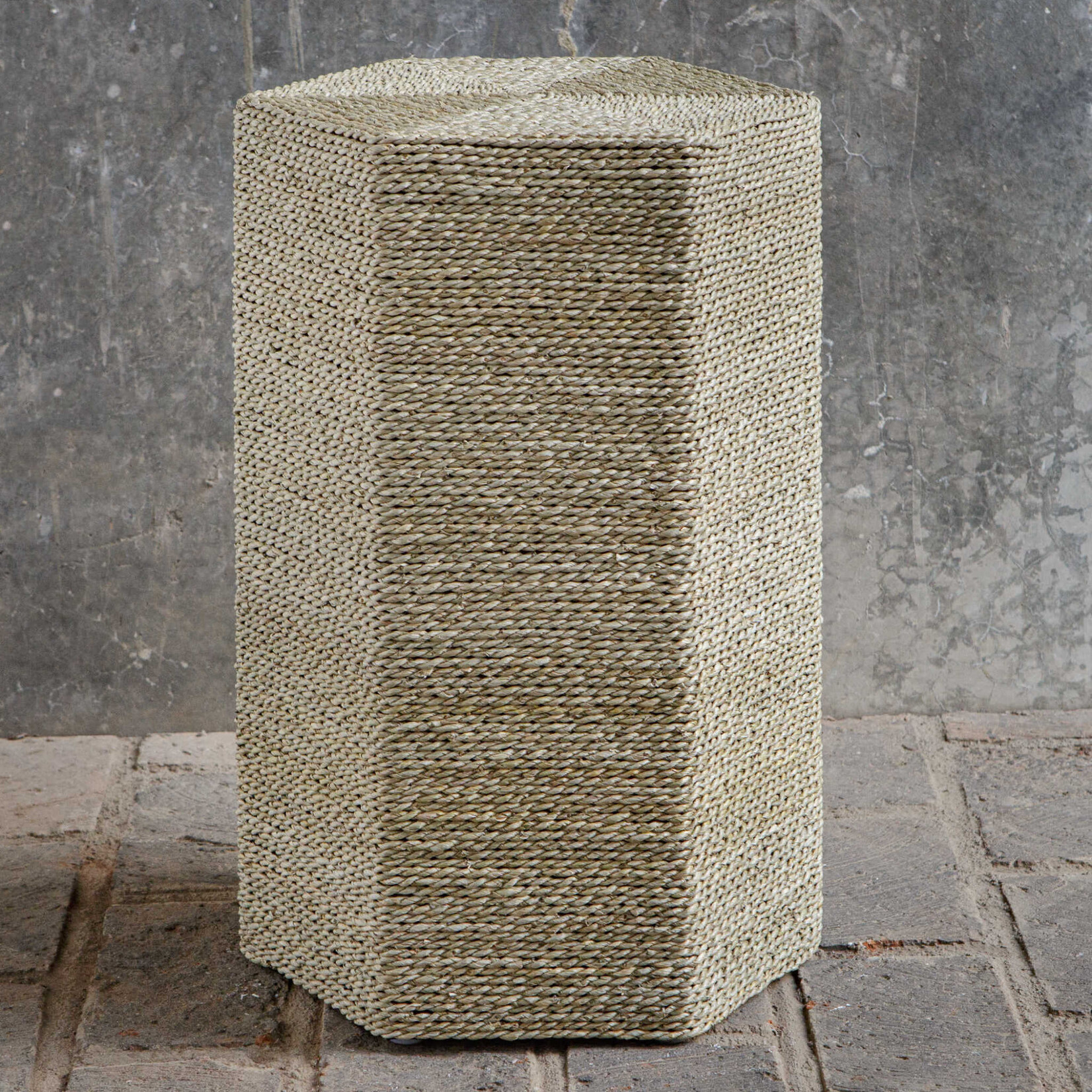 Outside The Box 13x12x20 Seagrass Braid Hexagon Accent Table