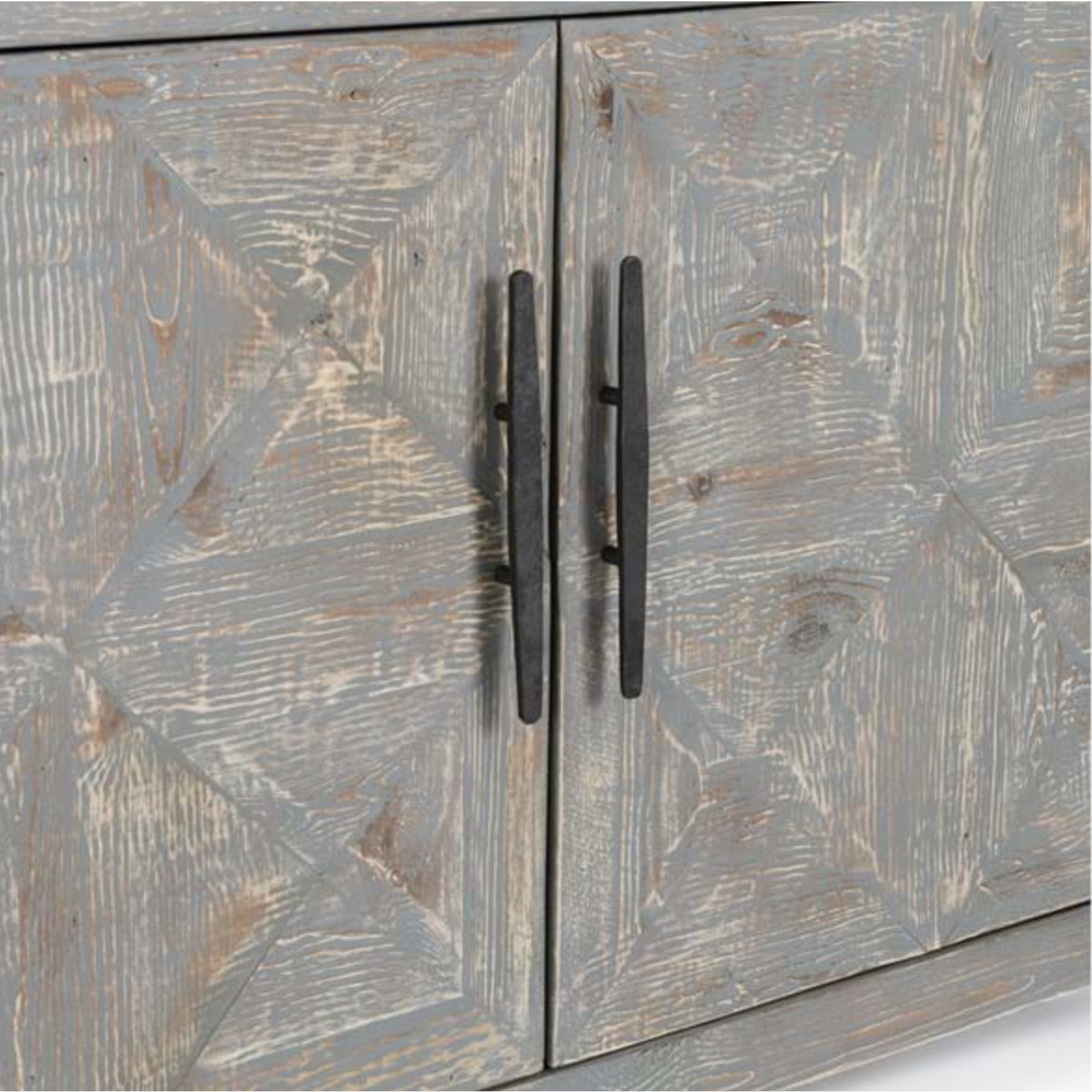 Outside The Box 104x19x34 Elani Distressed Blue Reclaimed Pine 4 Door Sideboard