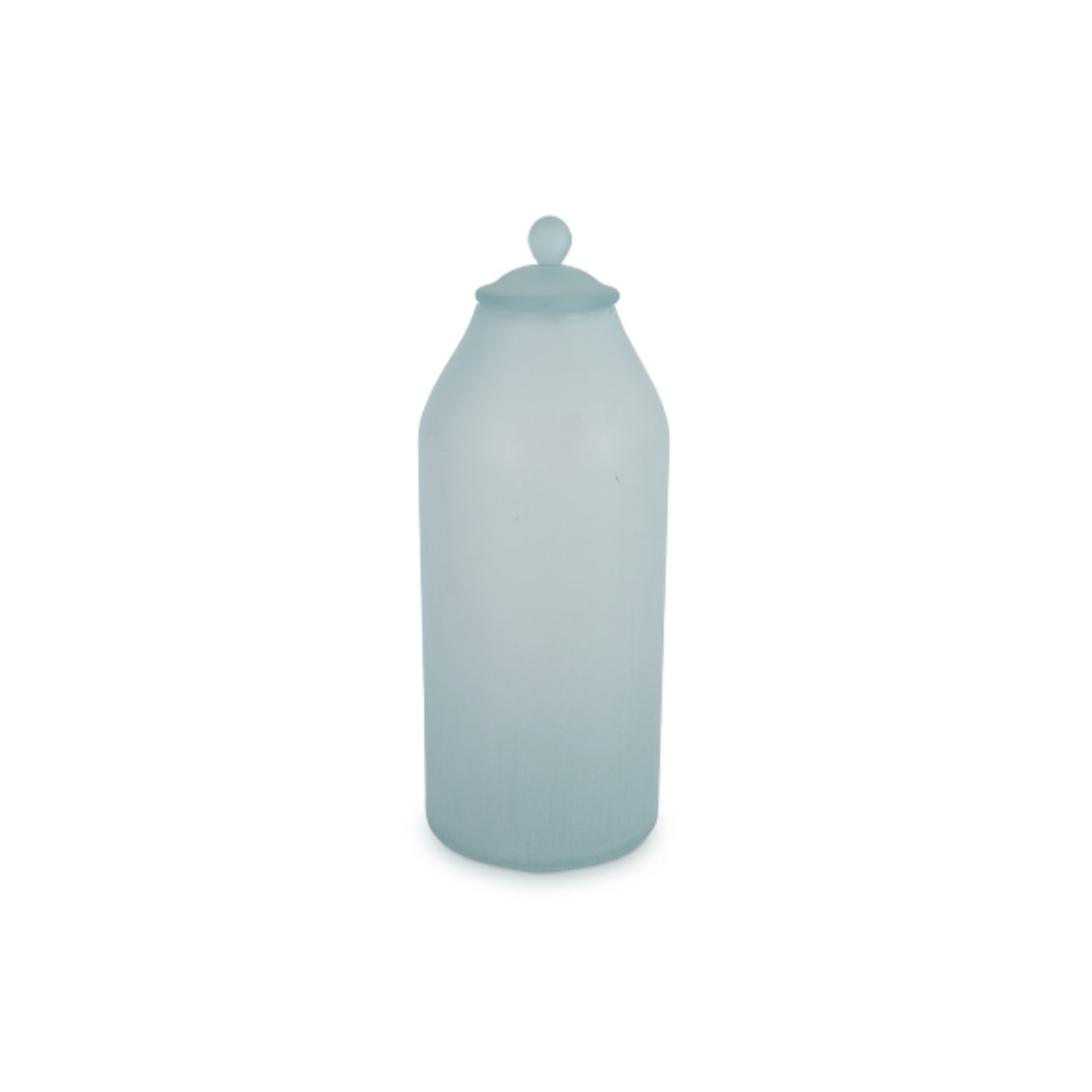 Outside The Box 21" Frosted Pale Turquoise Glass Bottle / Cannister