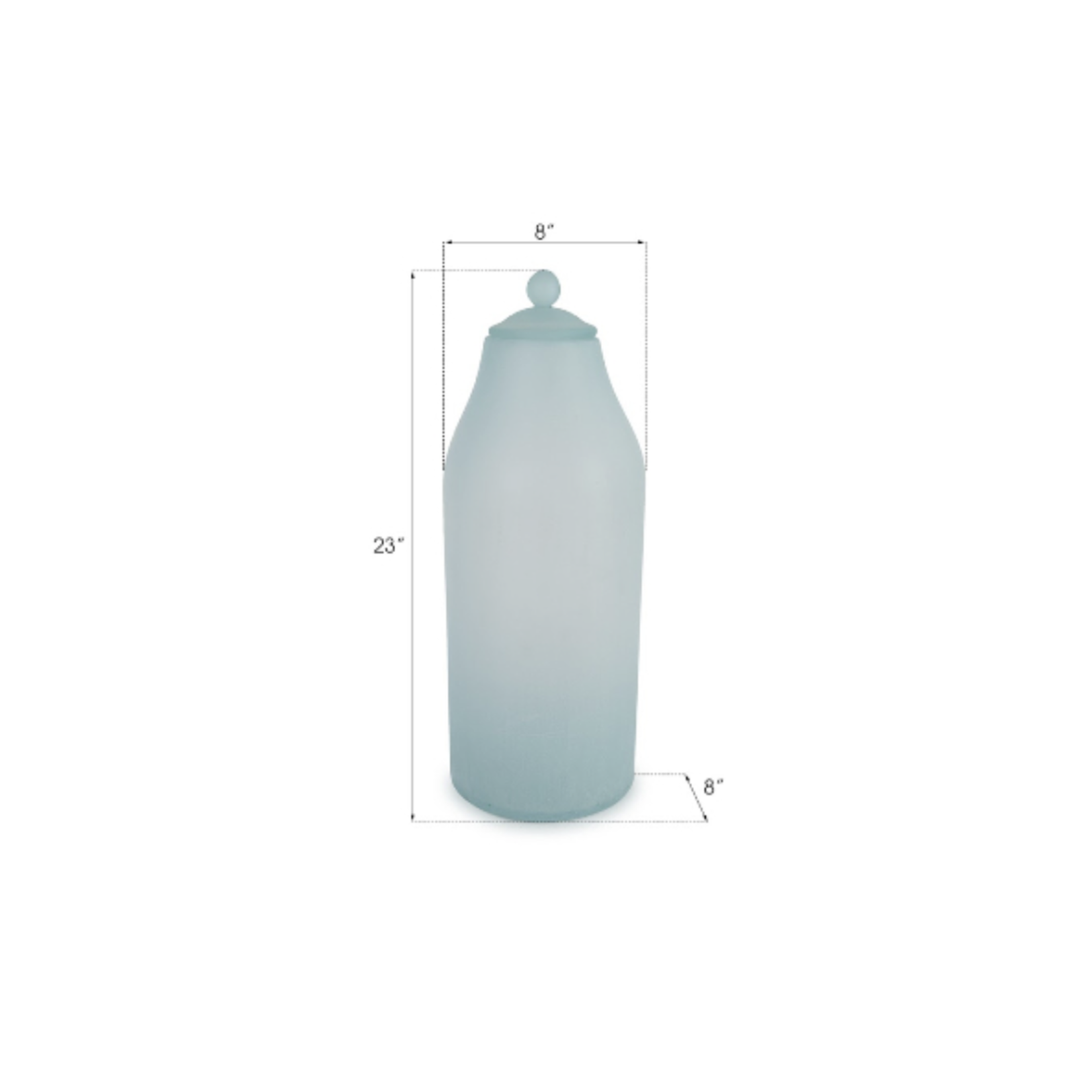 Outside The Box 23" Frosted Pale Turquoise Glass Bottle / Cannister