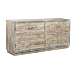 Outside The Box 78x18x34 Alta Bleached Reclaimed Carved Wood 4 Door Sideboard