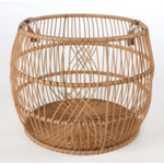 Outside The Box 21x21x16 Rattan &  Iron Handcrafted Basket With Leather Straps