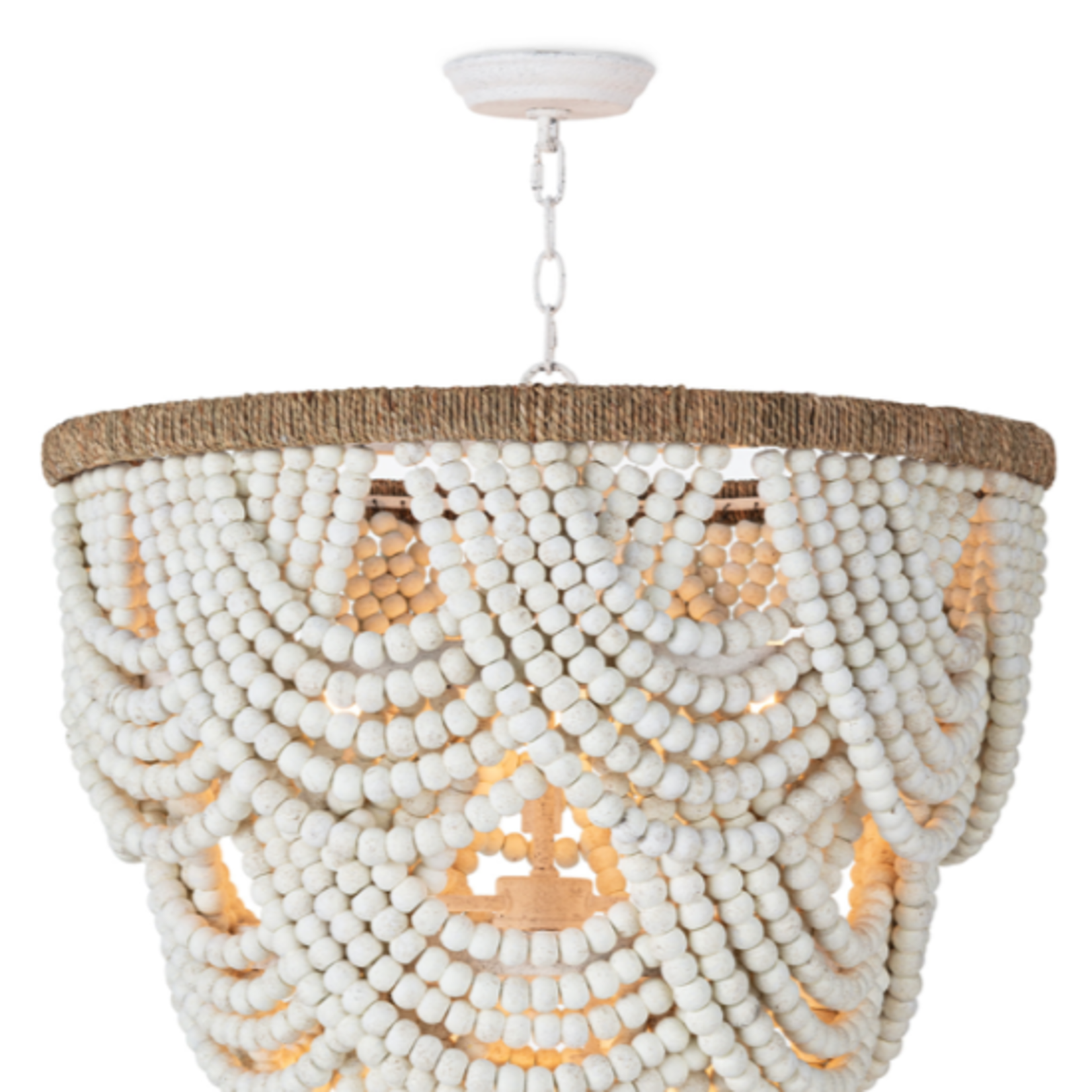 Outside The Box 32" Regina Andrew Coastal White Ombre Wood Bead Chandelier