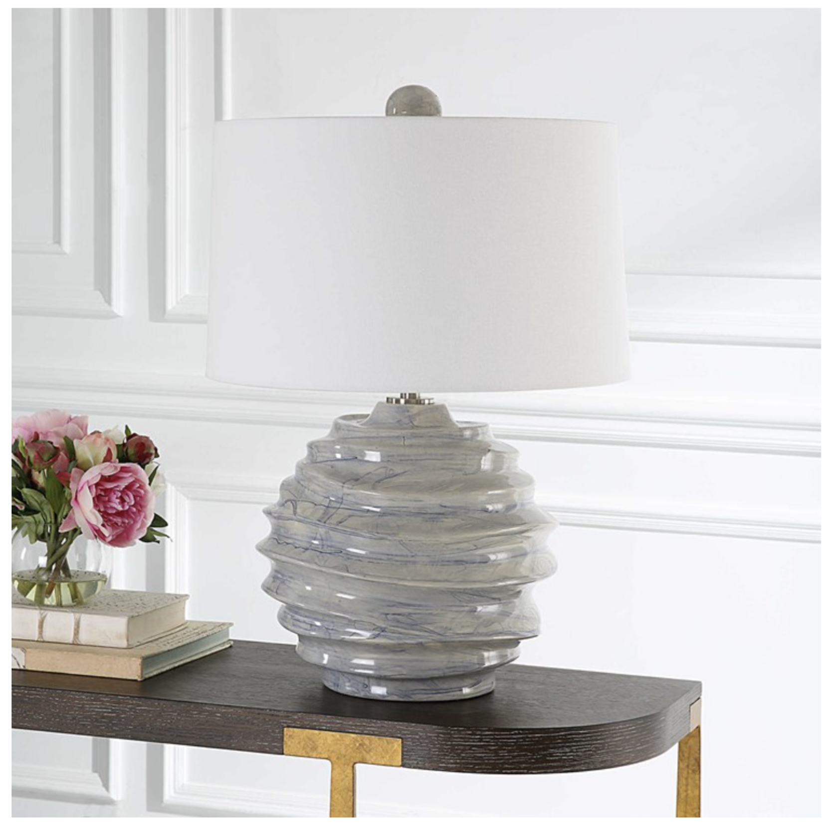 Outside The Box 26" Uttermost Waves White & Blue Ceramic Accent Lamp