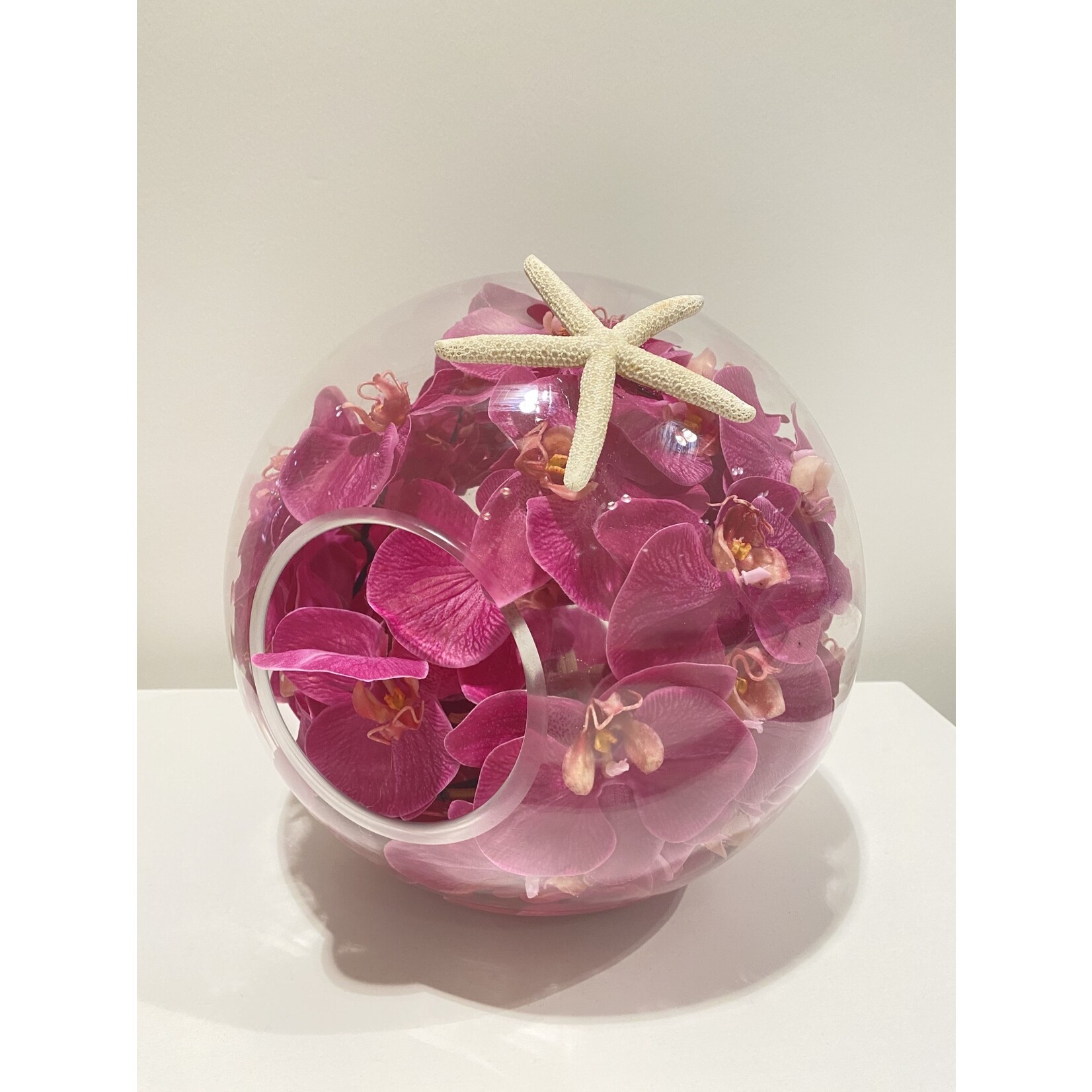 Outside The Box 11" Cerise Orchid Real Touch In Round Vase