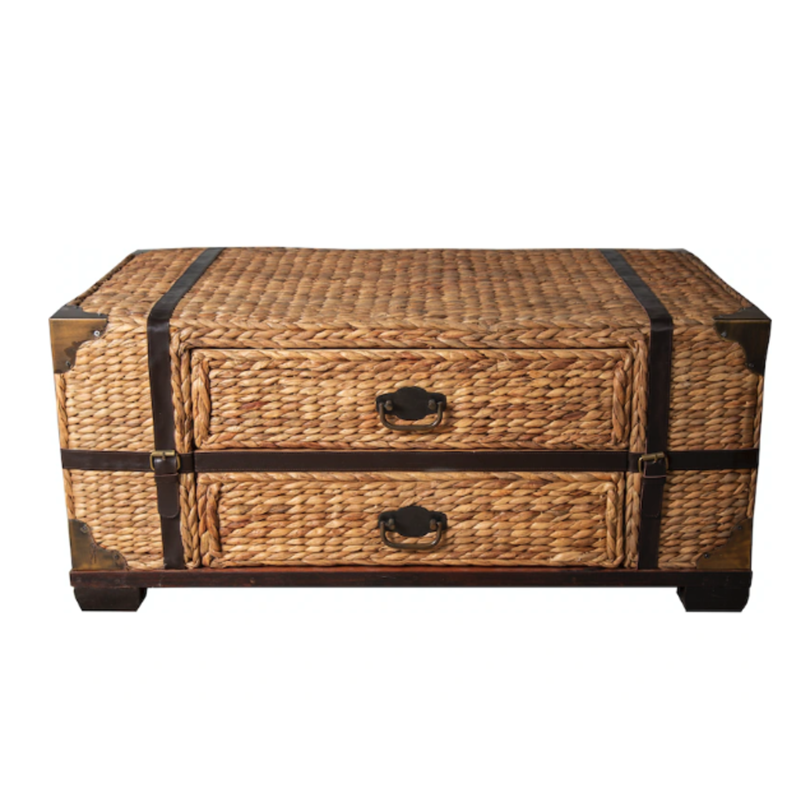 Outside The Box 40x23x18 Natural Seagrass  & Leather Coffee Table