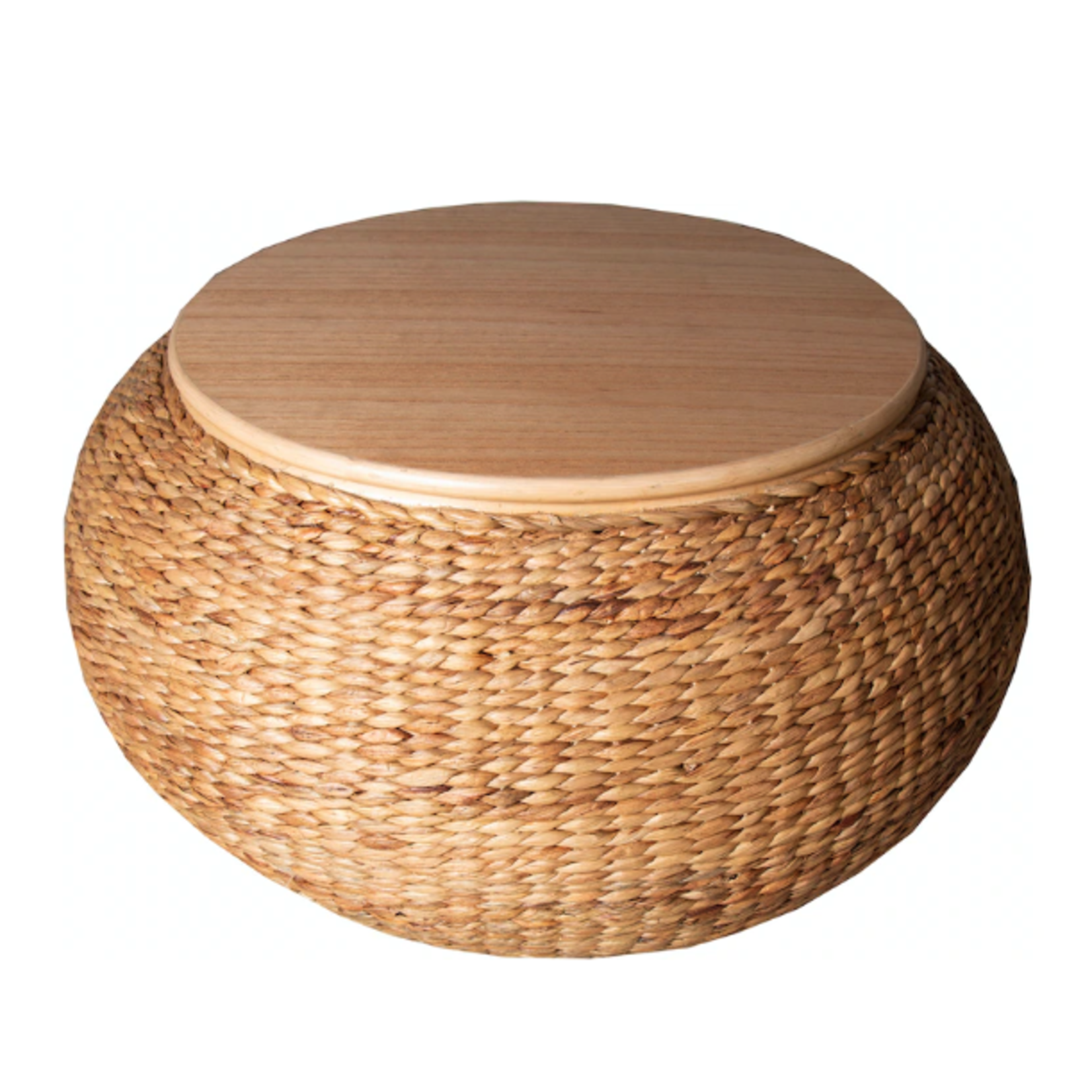 Outside The Box 35x19 Natural Braided Hyacinth Round Cocktail / Coffee Table