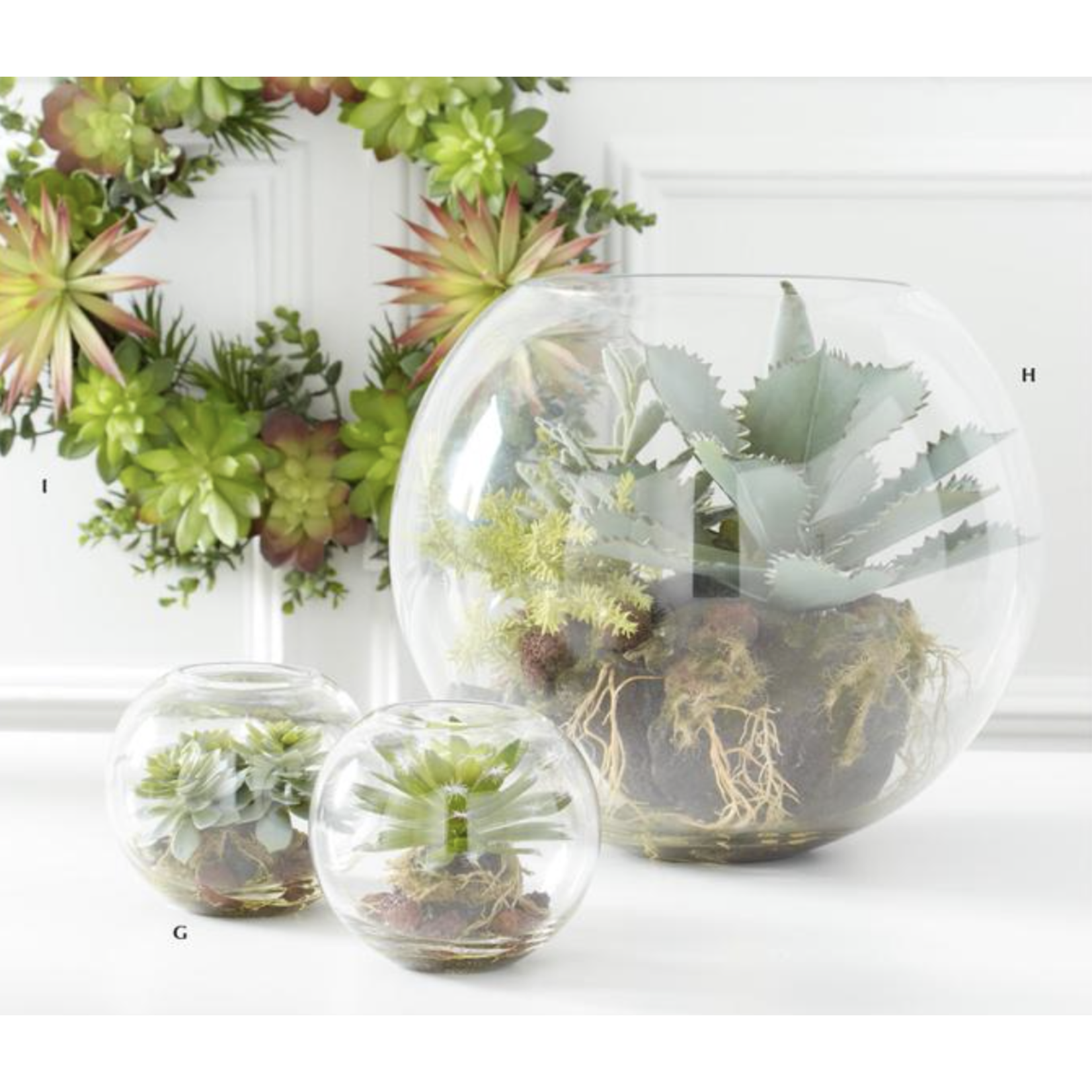 Outside The Box 5" Set Of 2 Round Glass Assorted Succulent Premade Terrarium