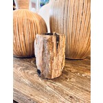 Outside The Box 5" Petrified Natural Wood Candle Holders