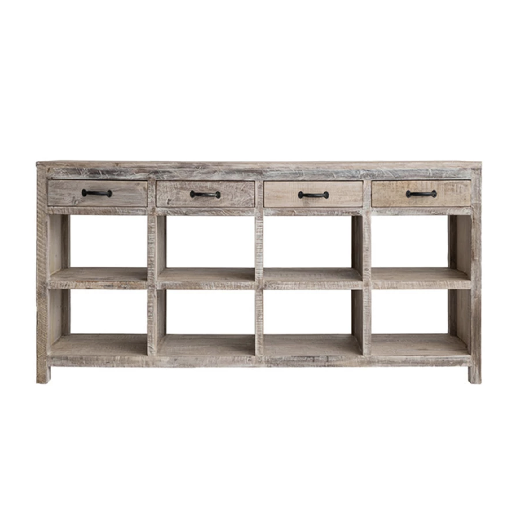 Outside The Box 79x17x39 Bleached Reclaimed Wood 4 Drawer Sideboard