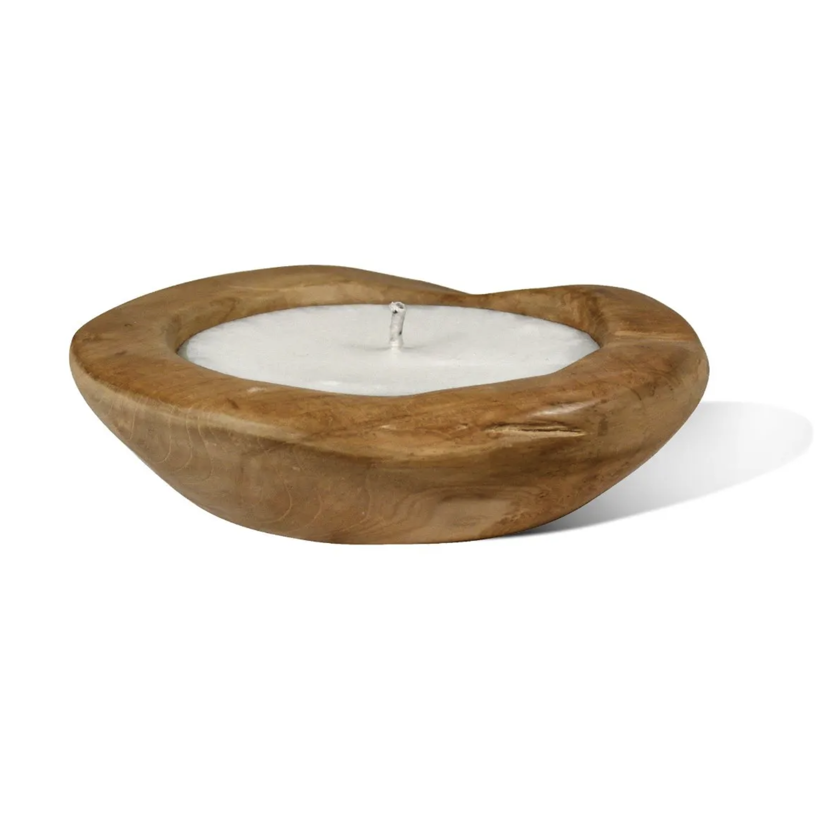 Outside The Box 9" Natural Solid Teak Wood Candle