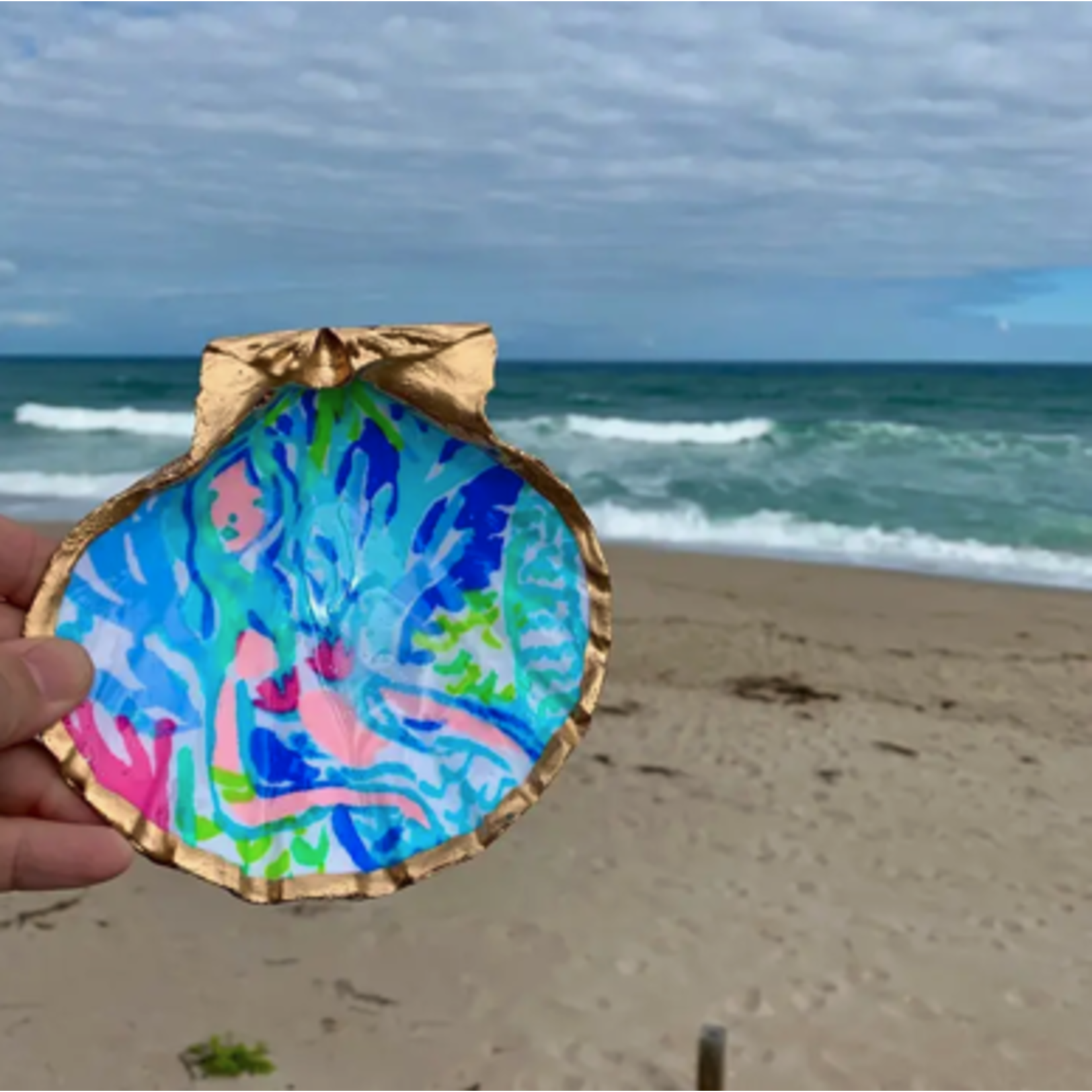 Outside The Box 6" Palm Beach Trinket Hand Painted Shell Decor - EACH SOLD SEPARATELY