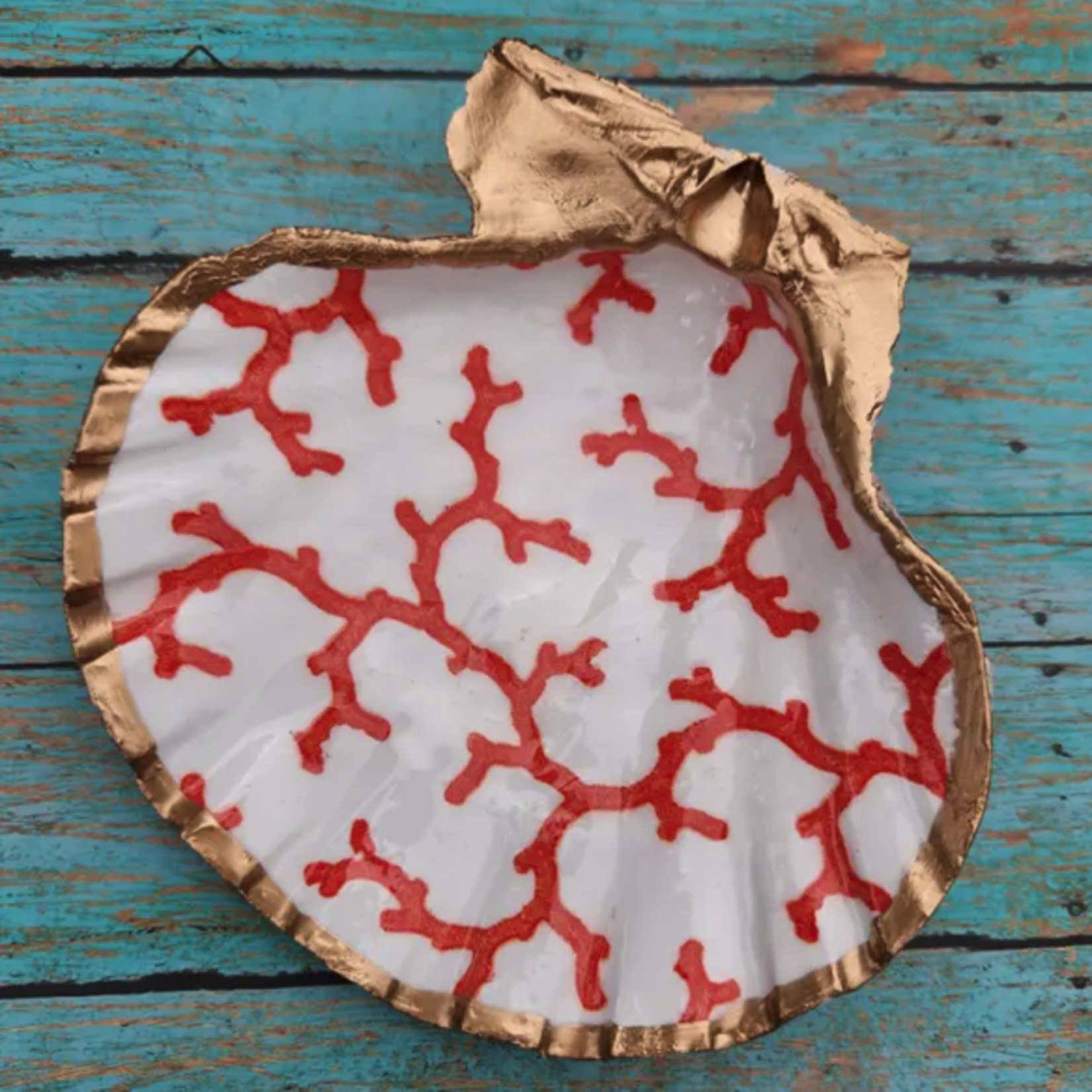 Outside The Box 5" Red Coral Trinket Hand Painted Shell Decor - EACH SOLD SEPARATELY