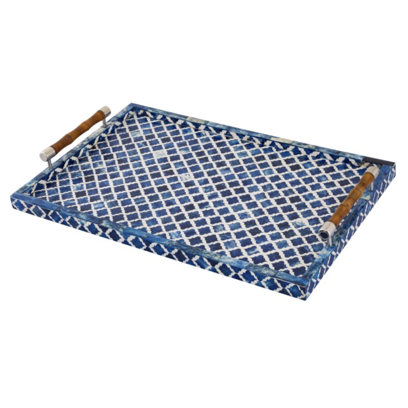 Outside The Box 24x16x3 Blue & White Mediterranean Tucker Tray