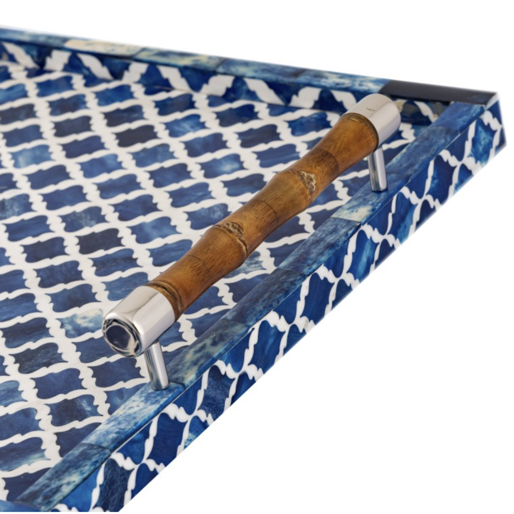 Outside The Box 24x16x3 Blue & White Mediterranean Tucker Tray