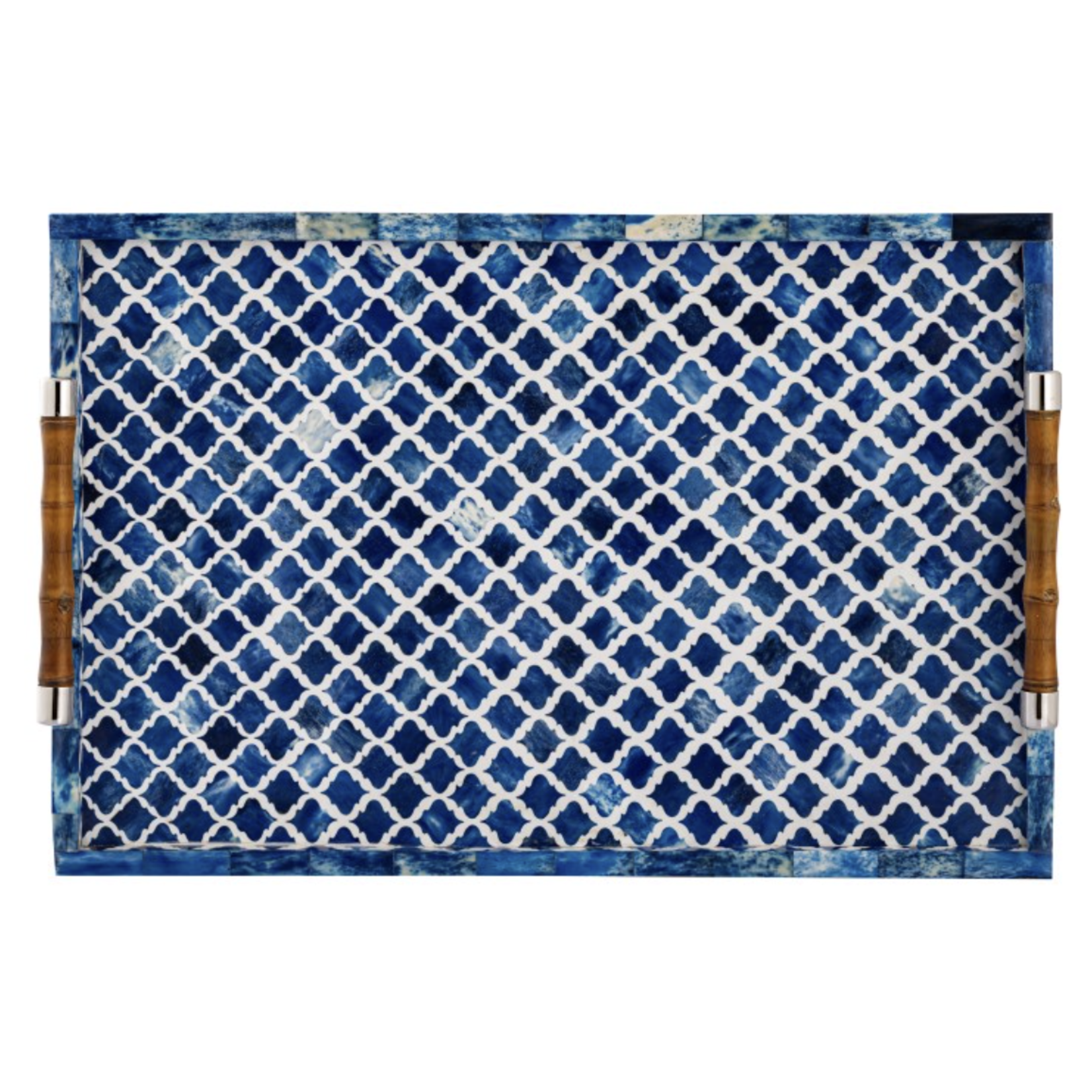 Outside The Box 24x16x3 Blue & White Mediterranean Tucker Tray