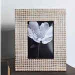 Outside The Box 7x5 Criss Cross Carved Natural & White Solid Mango Wood Photo Frame
