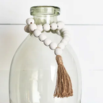 Outside The Box 17" Solid White Wood Bead With Tassel