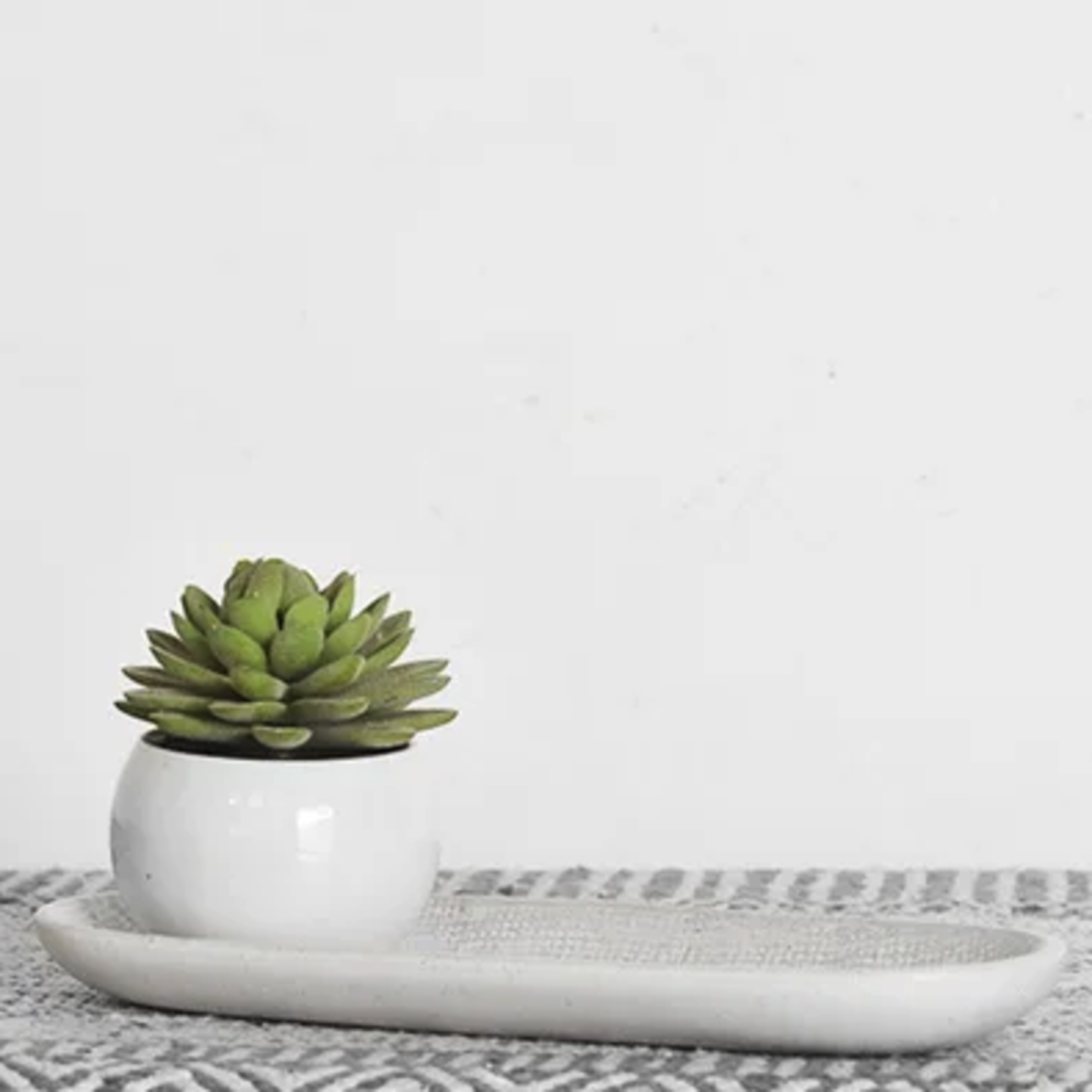 Outside The Box 13" White Textured Ceramic Serving Tray