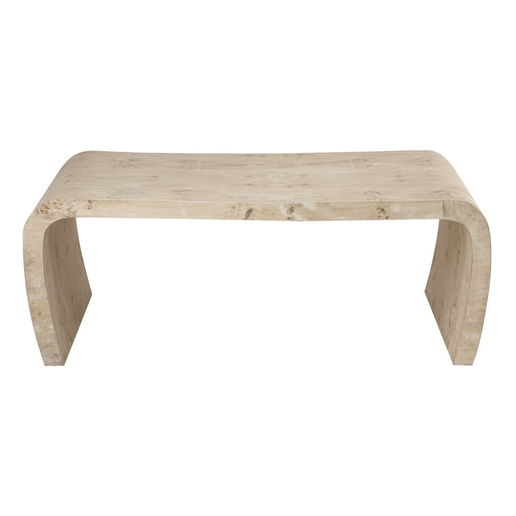 Outside The Box 46x30x17 Clip White Burl Wood Waterfall Coffee Table