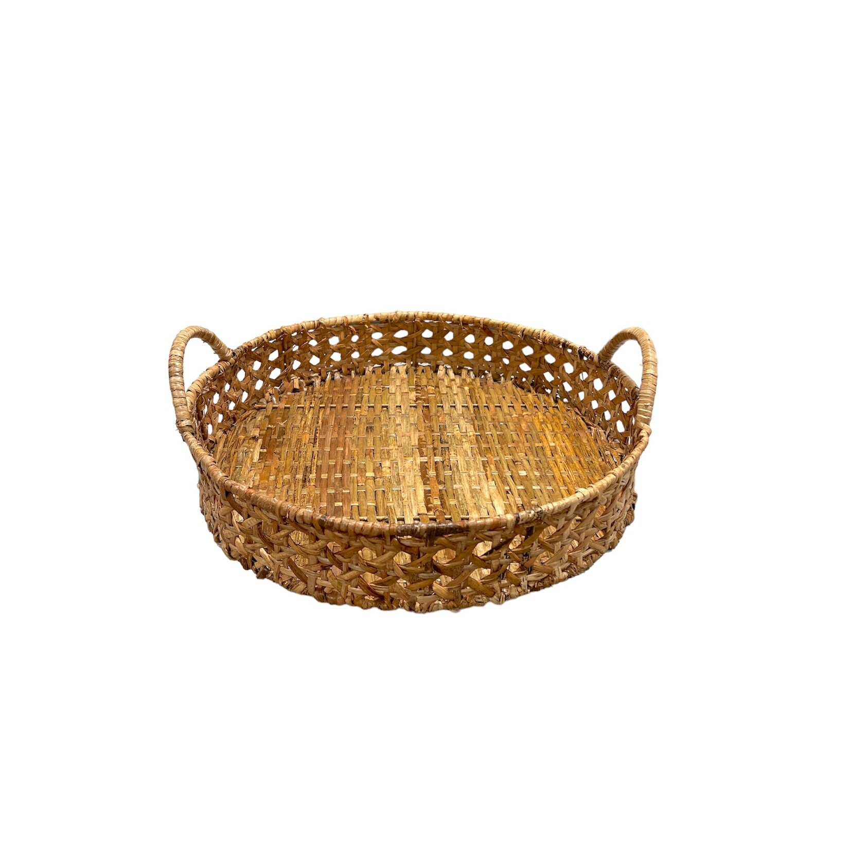 Outside The Box 20" Natural Rattan Handwoven Tray With Handles