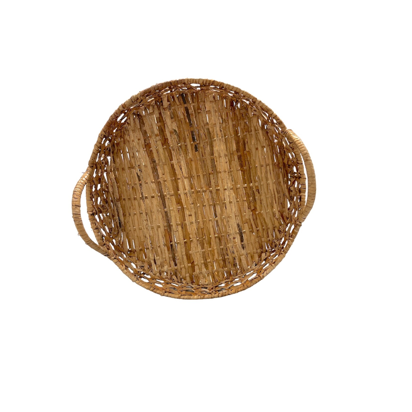 Outside The Box 20" Natural Rattan Handwoven Tray With Handles