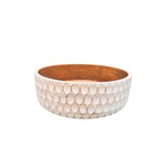 Outside The Box 12" White Carved Solid Mango Wood Salad Bowl