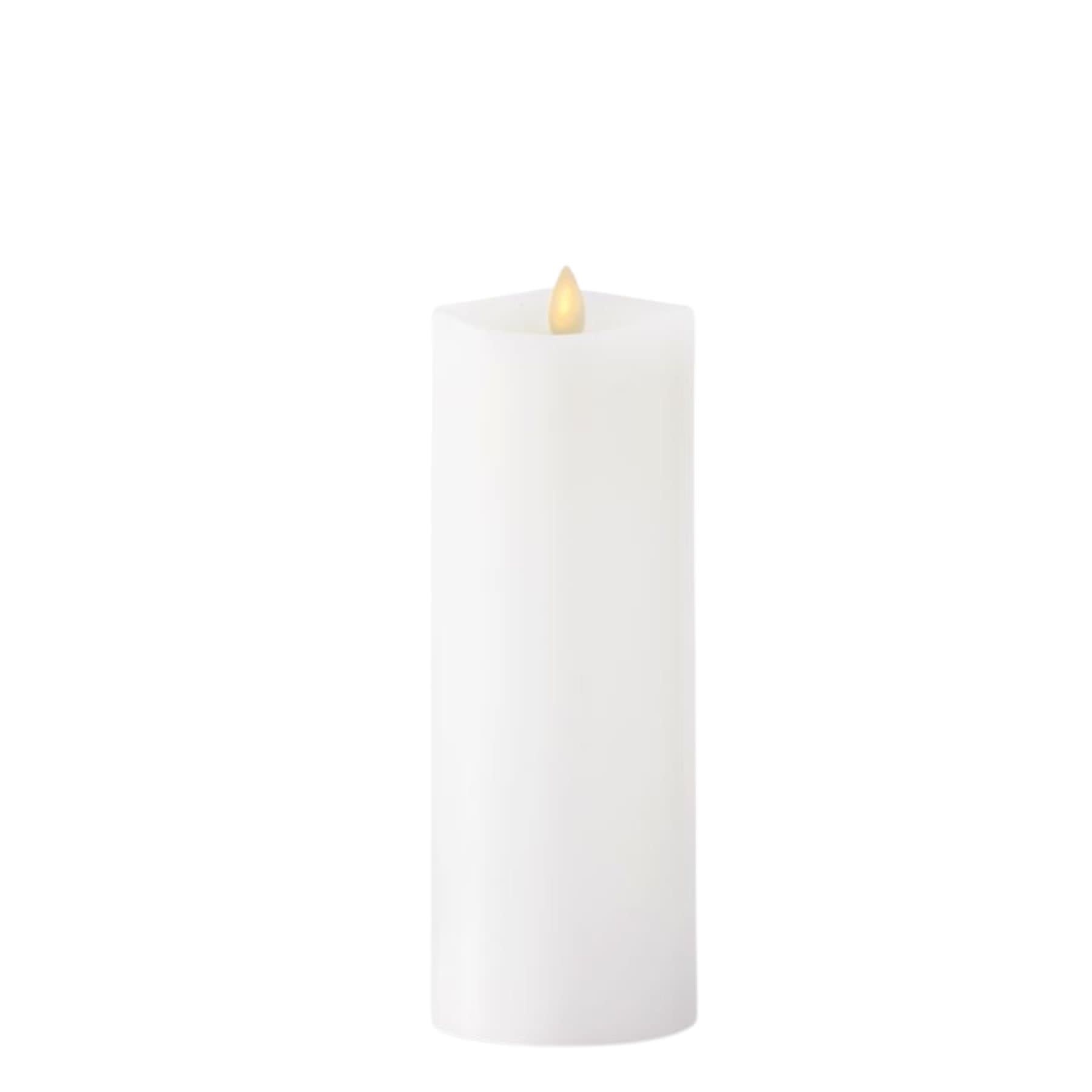 9" White Wax Luminara Indoor Pillar Candle Outside the Box Palm Beach