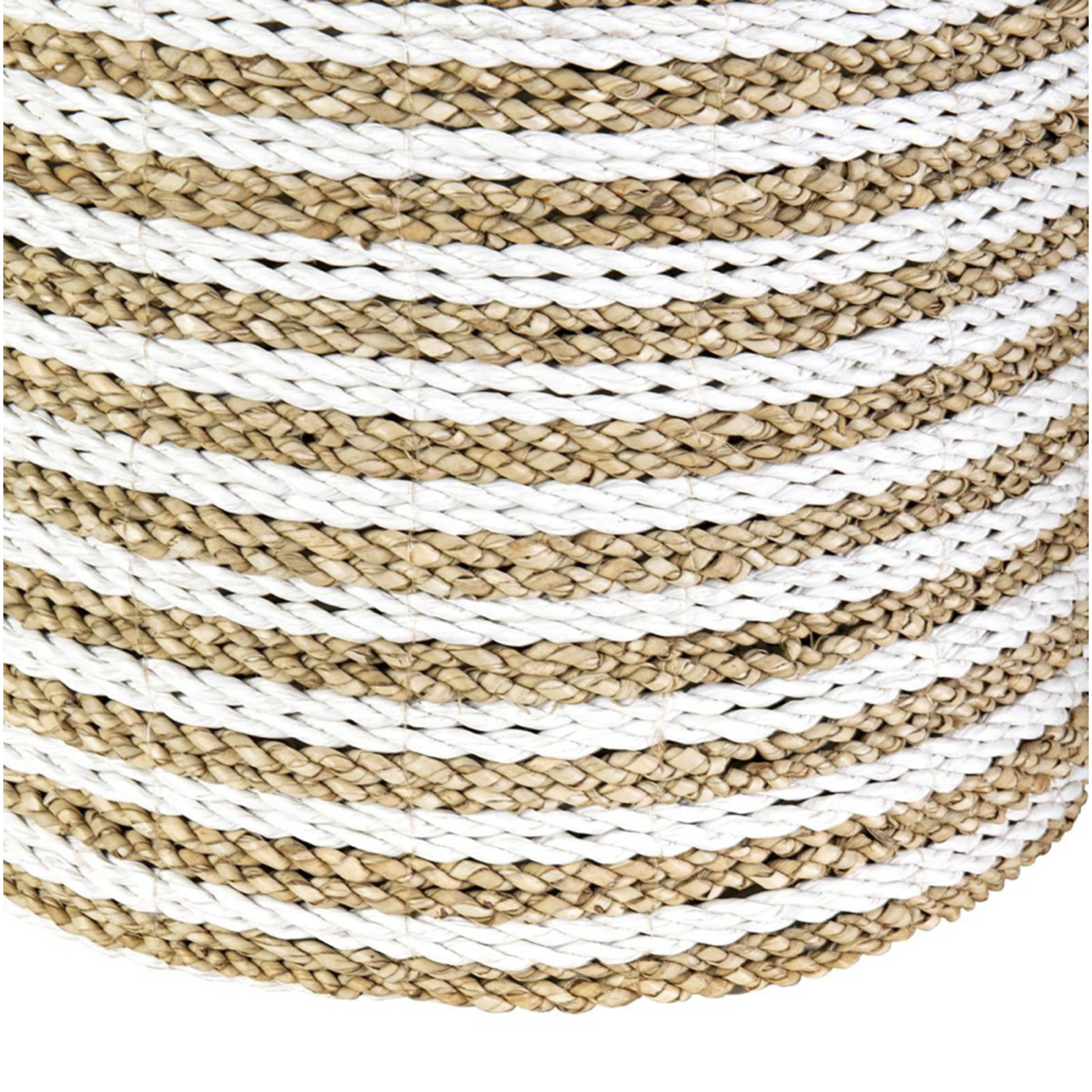 Outside The Box 16" White & Natural Stripes Hand-woven Basket