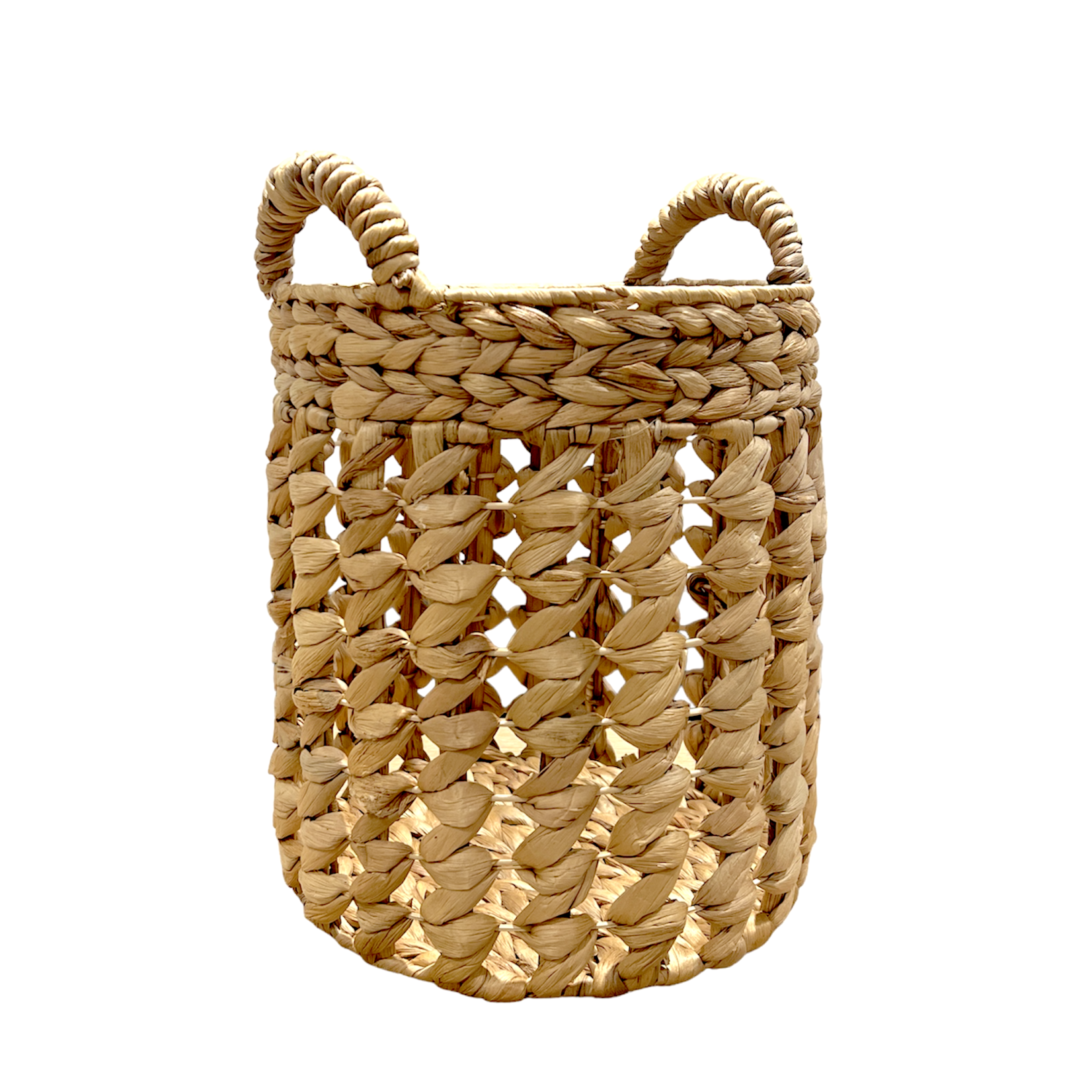 19" Water Hyacinth Basket With Handles Outside the Box Palm Beach