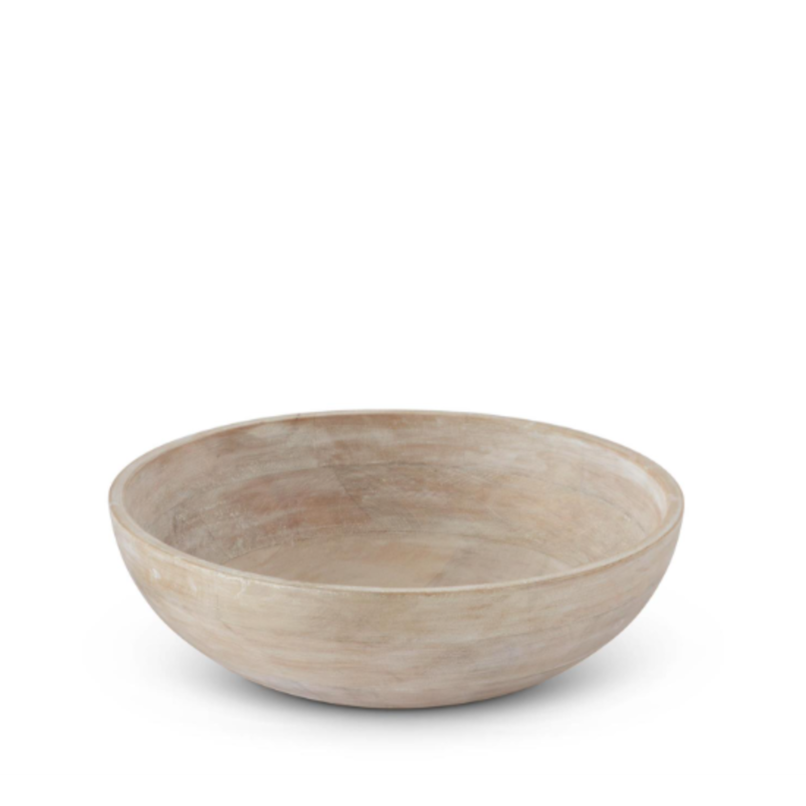 Outside The Box 15" White Washed Solid Mango Wood Bowl