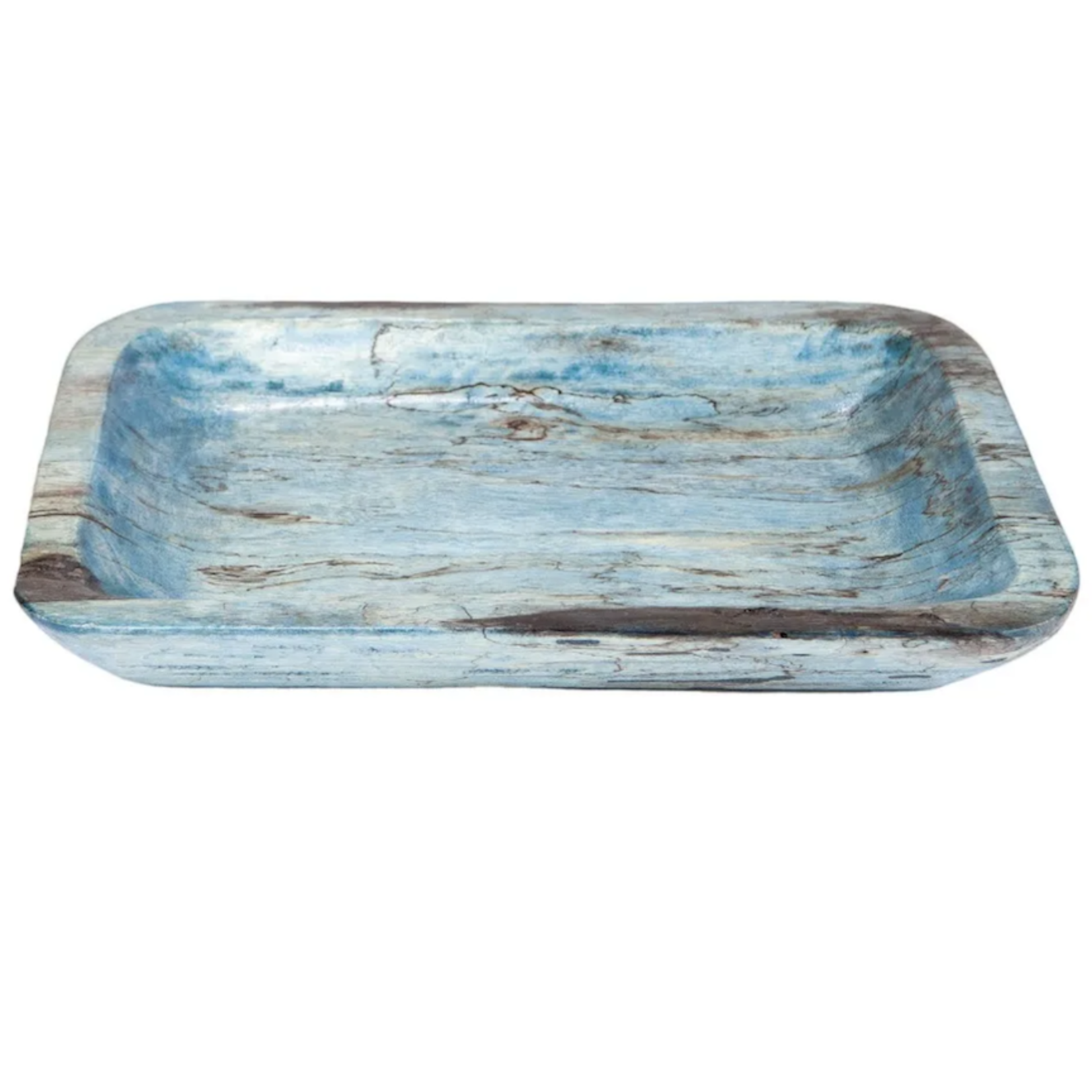 Outside The Box 16x12 Miami Blue Solid Tamarind Wood Tray